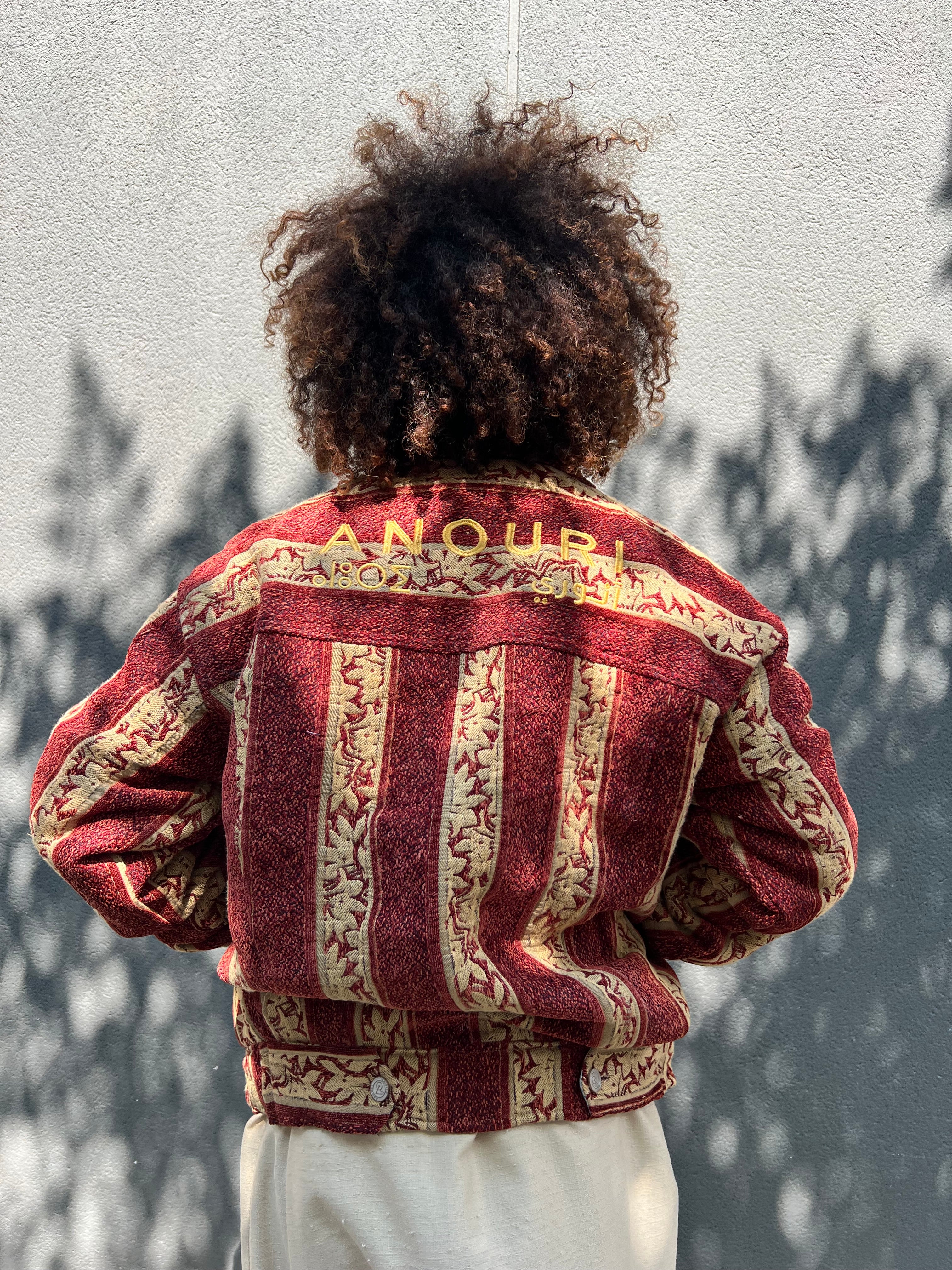 Moroccan hand made with unique yellow and orange color,  carpet Jacket UNISEX