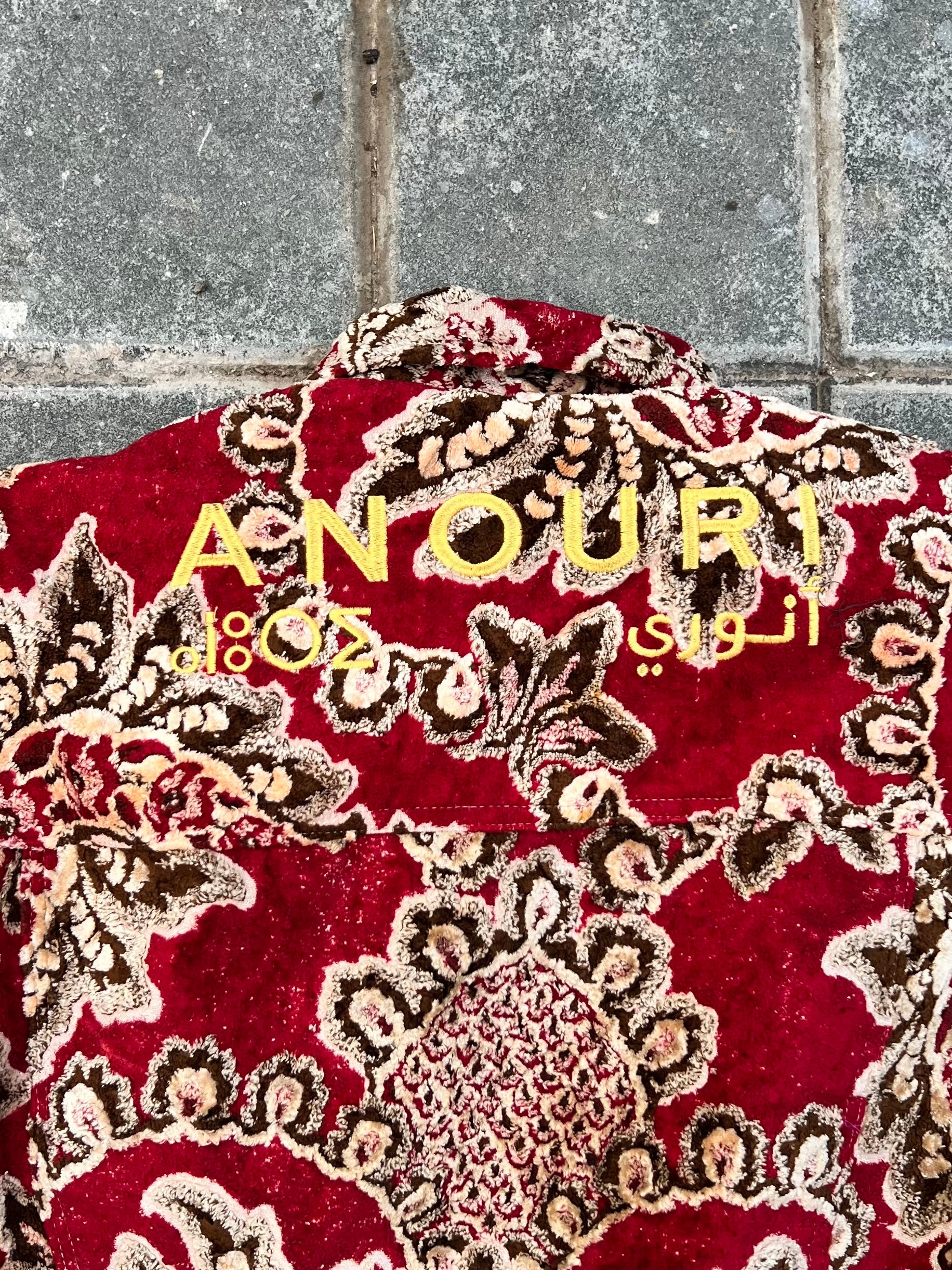 Moroccan hand made with unique brown and red color,  carpet Jacket UNISEX