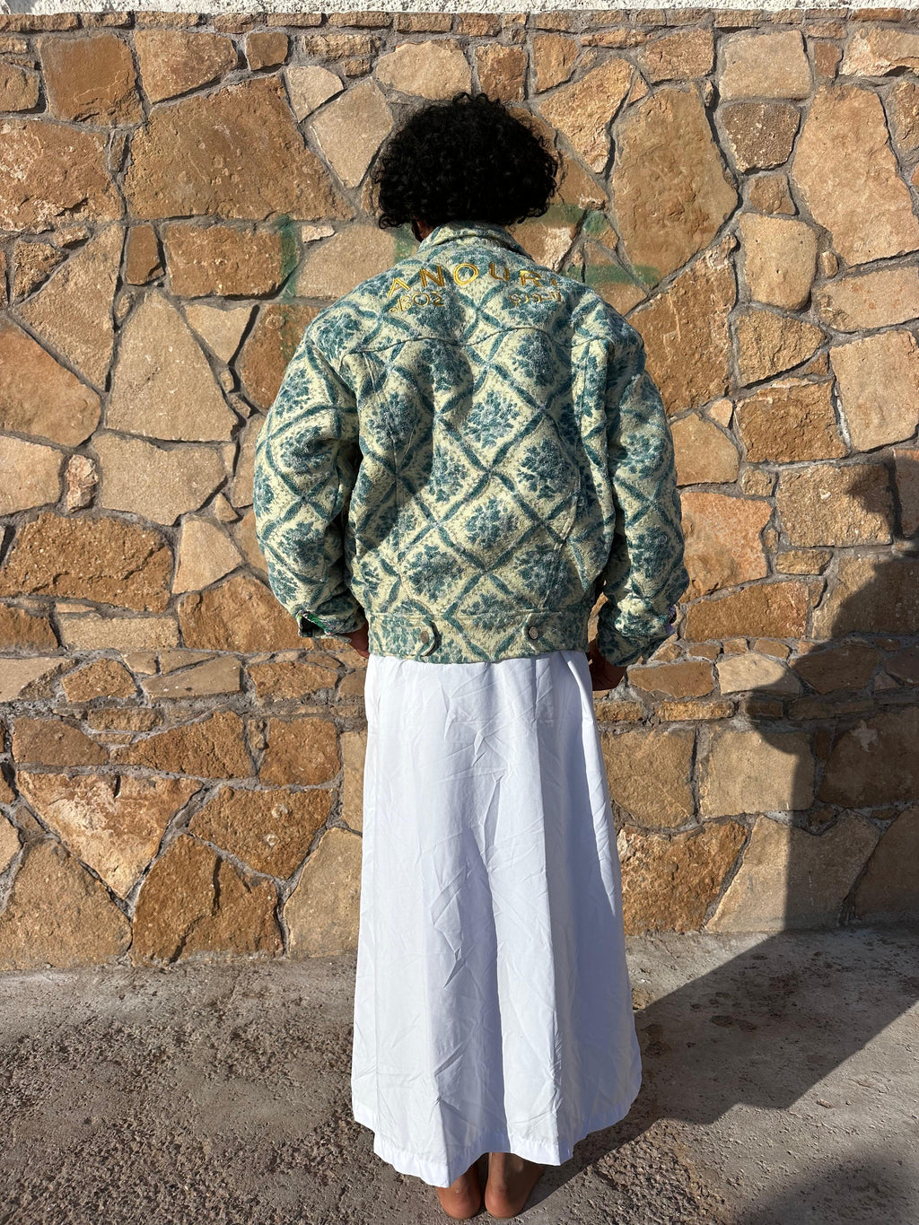 Moroccan hand made with unique light blue color,  carpet Jacket UNISEX