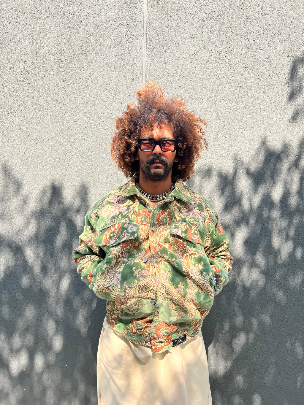 Moroccan hand made with unique design green color ,  carpet Jacket UNISEX