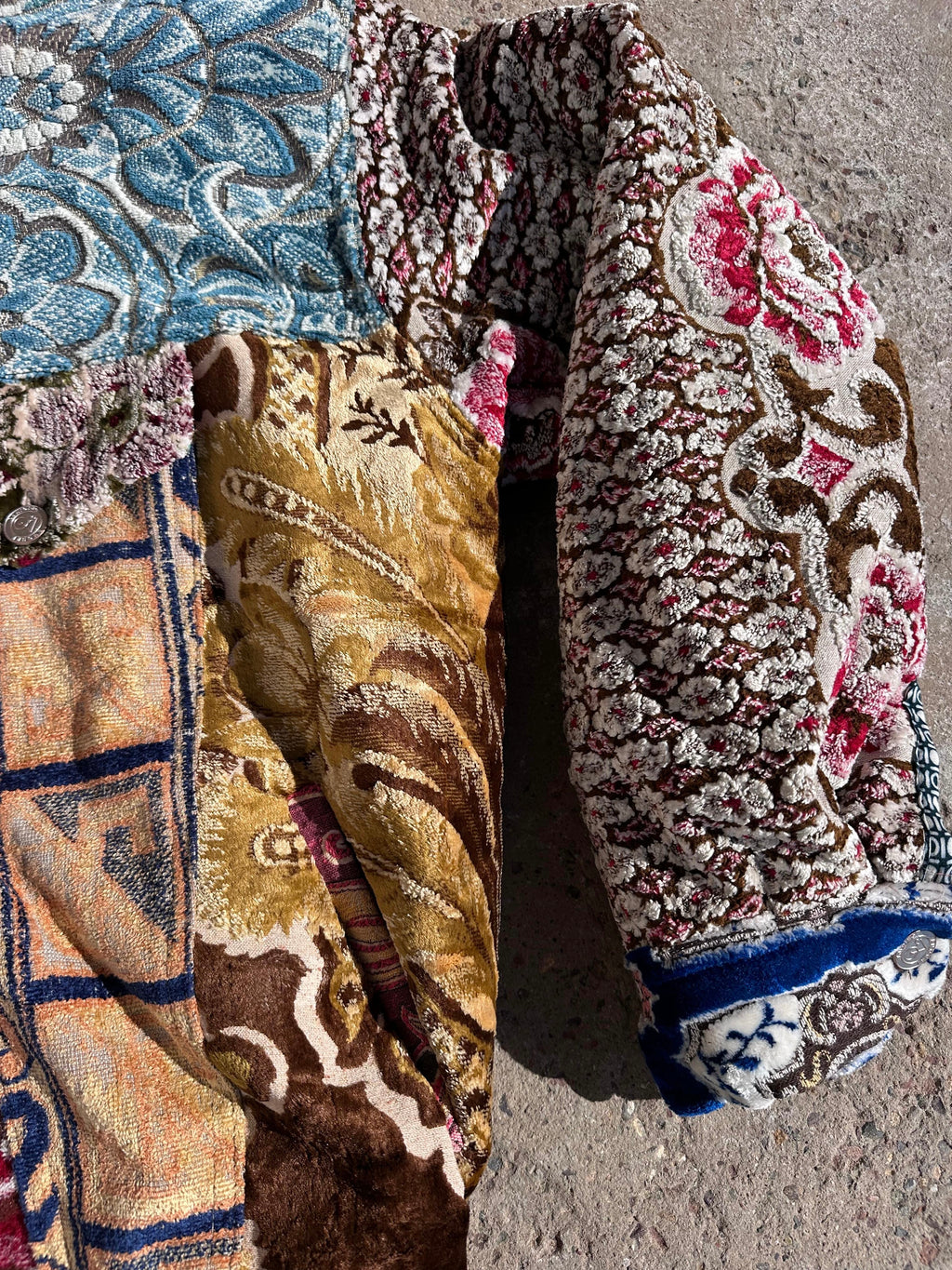 Moroccan hand made with unique patshwork color,  carpet Jacket UNISEX