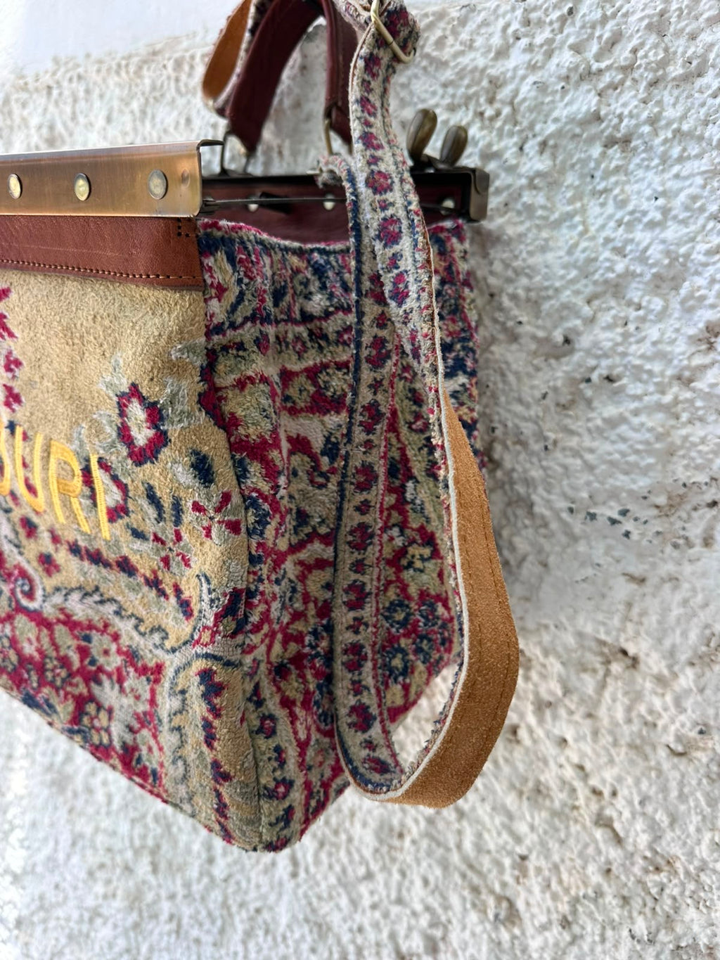 Anouri Original Emerald Heritage Frame mixed colour Carpet Bag