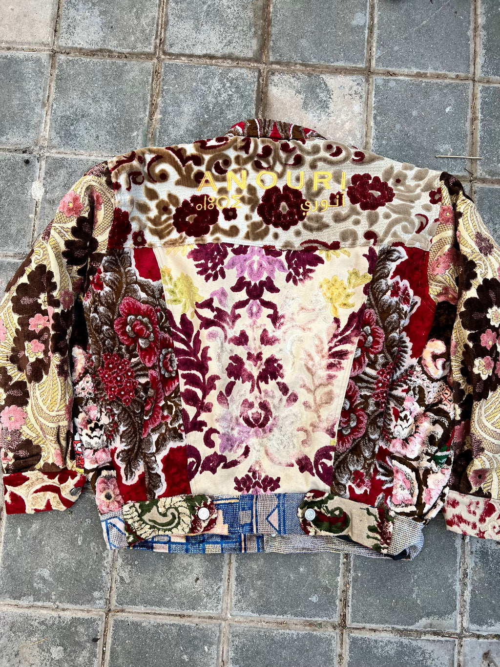 Moroccan hand made with unique patshwork design ,  carpet Jacket UNISEX