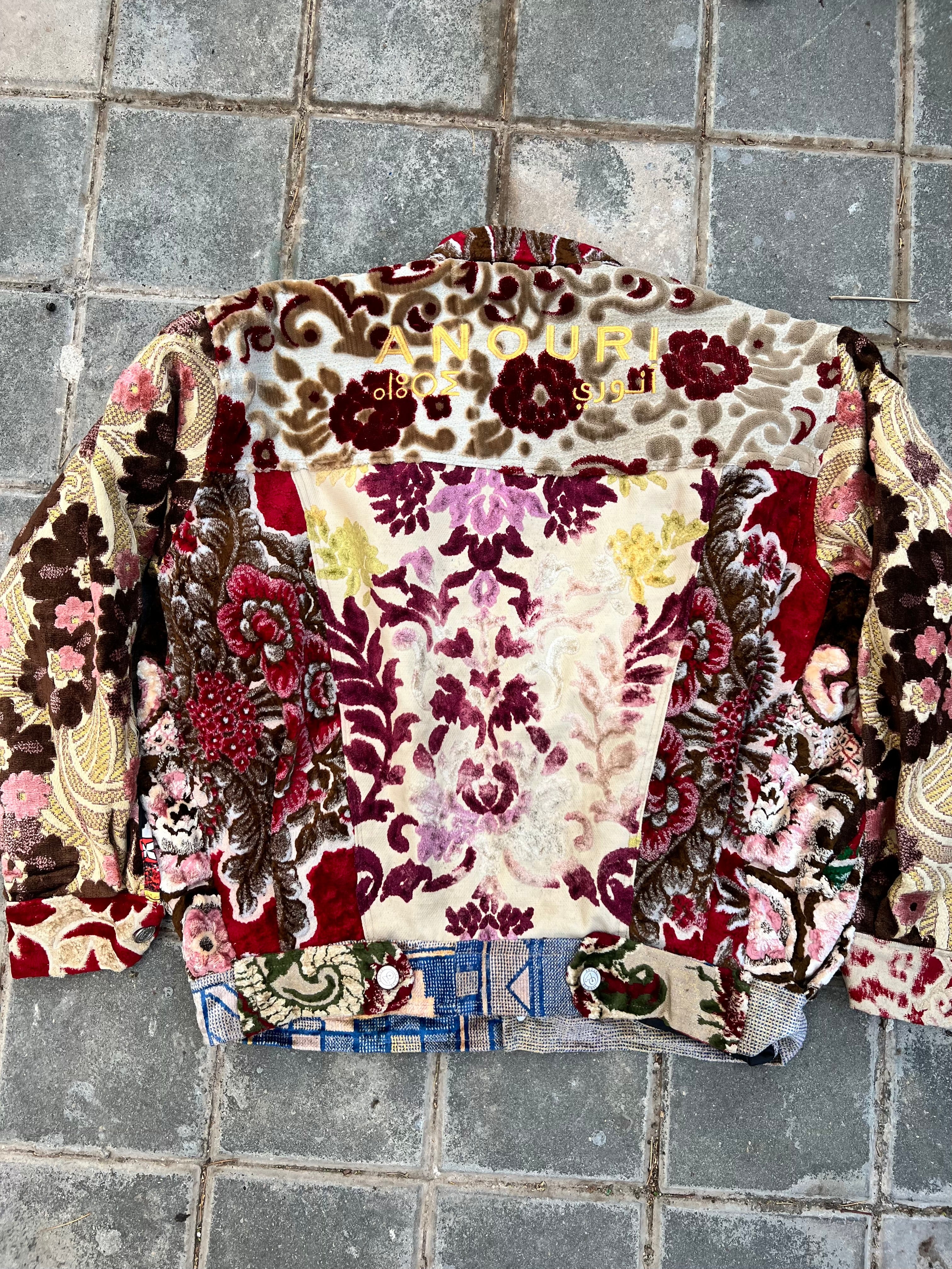 Moroccan hand made with unique patshwork design ,  carpet Jacket UNISEX