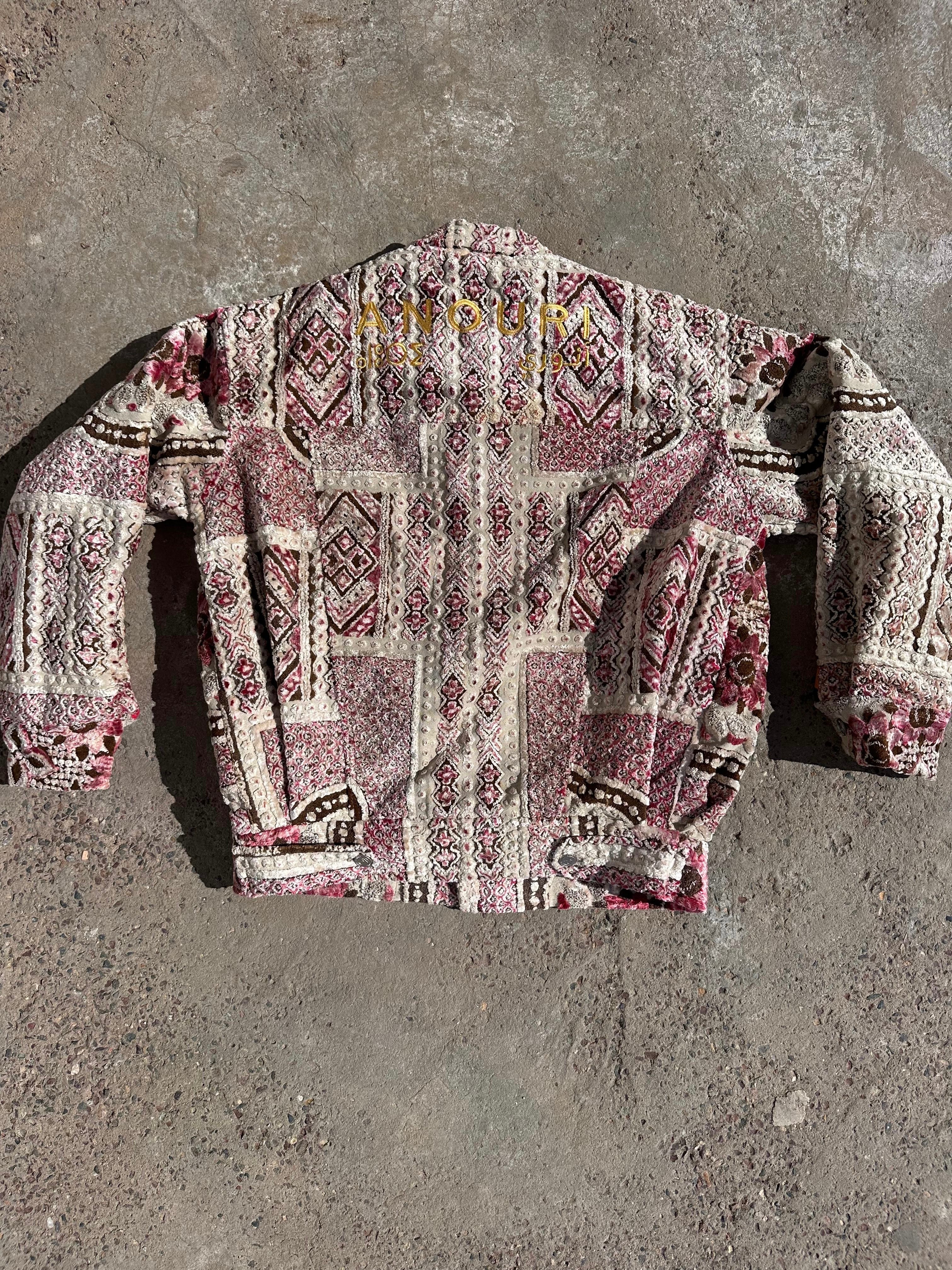 Moroccan hand made with unique light red color,  carpet Jacket UNISEX