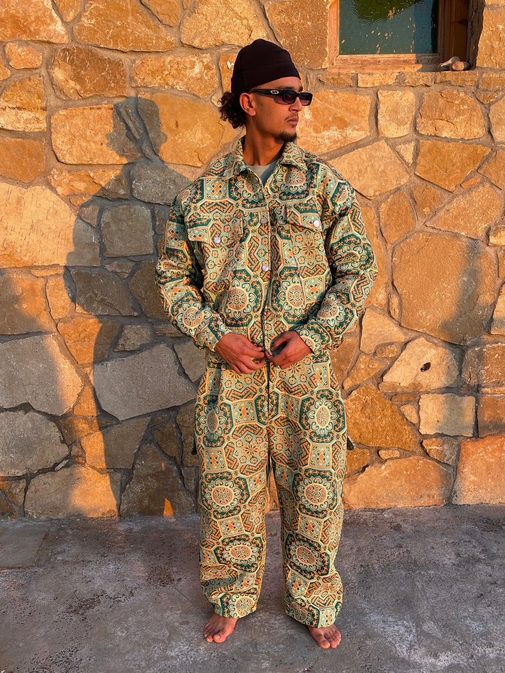 Moroccan hand made unique light green Carpet set UNISEX