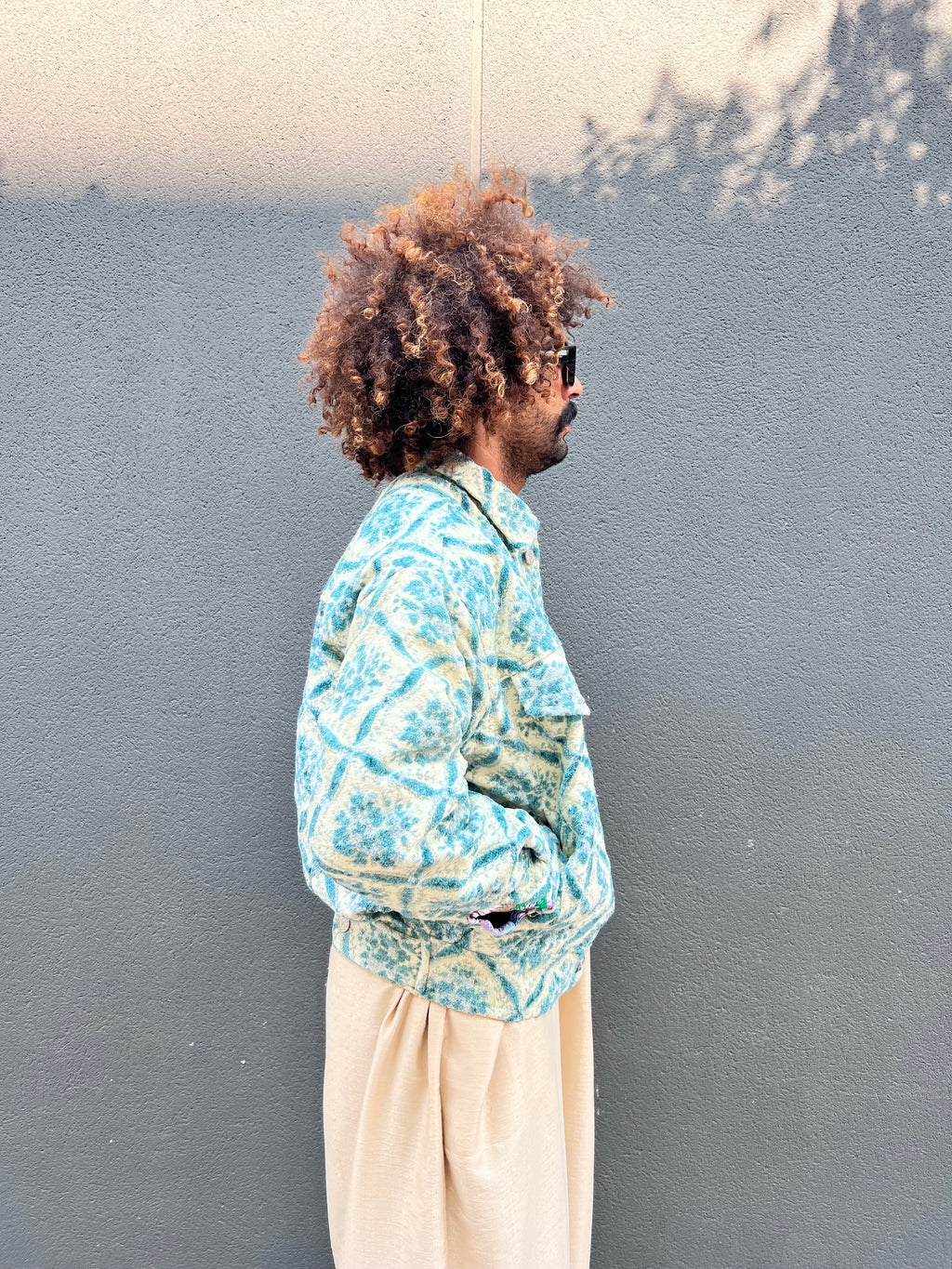 Moroccan hand made with unique light blue color,  carpet Jacket UNISEX