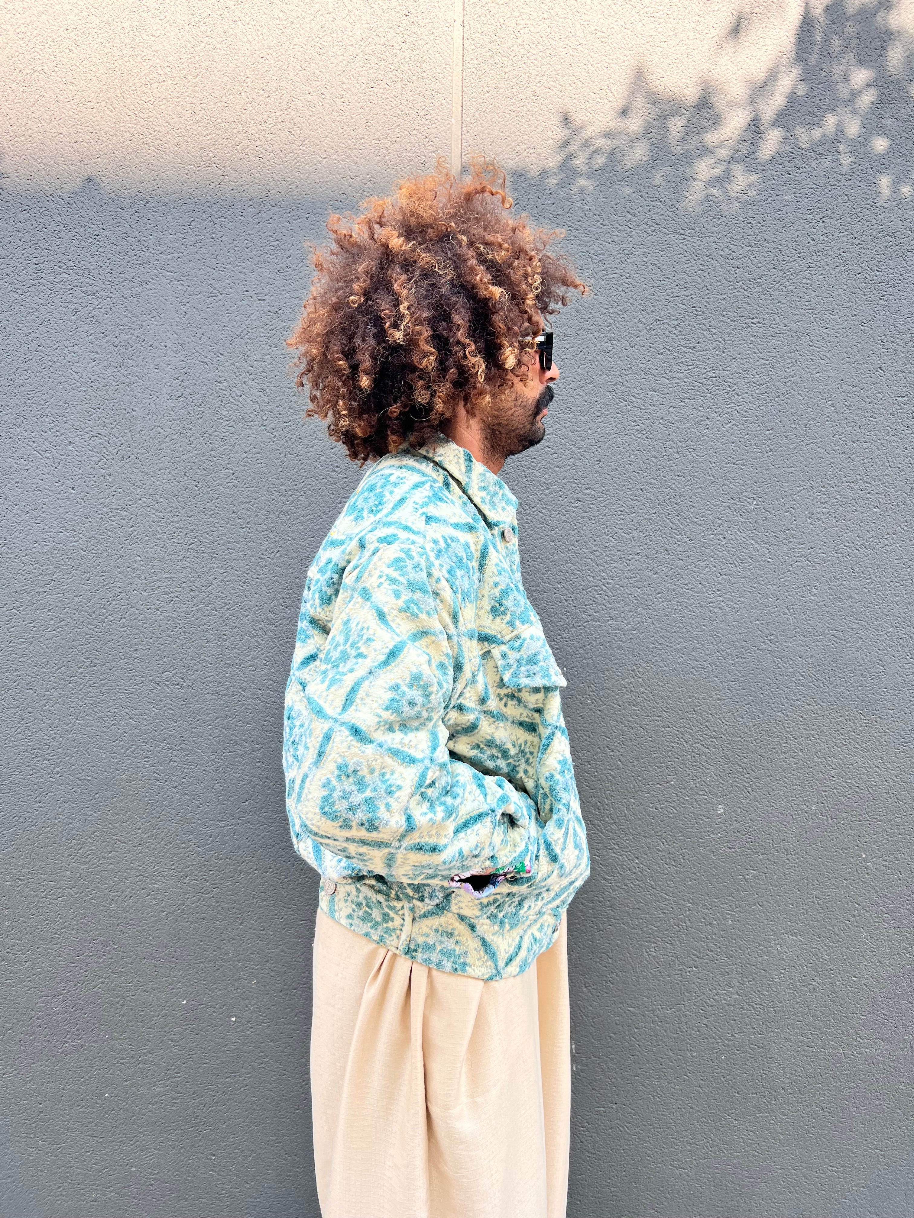 Moroccan hand made with unique light blue color,  carpet Jacket UNISEX