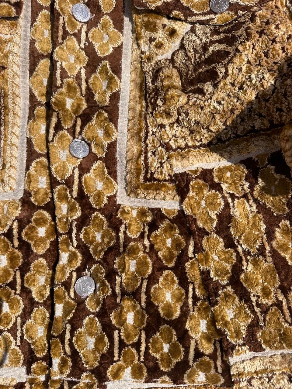 Moroccan hand made with unique brown and yellow color,  carpet Jacket UNISEX
