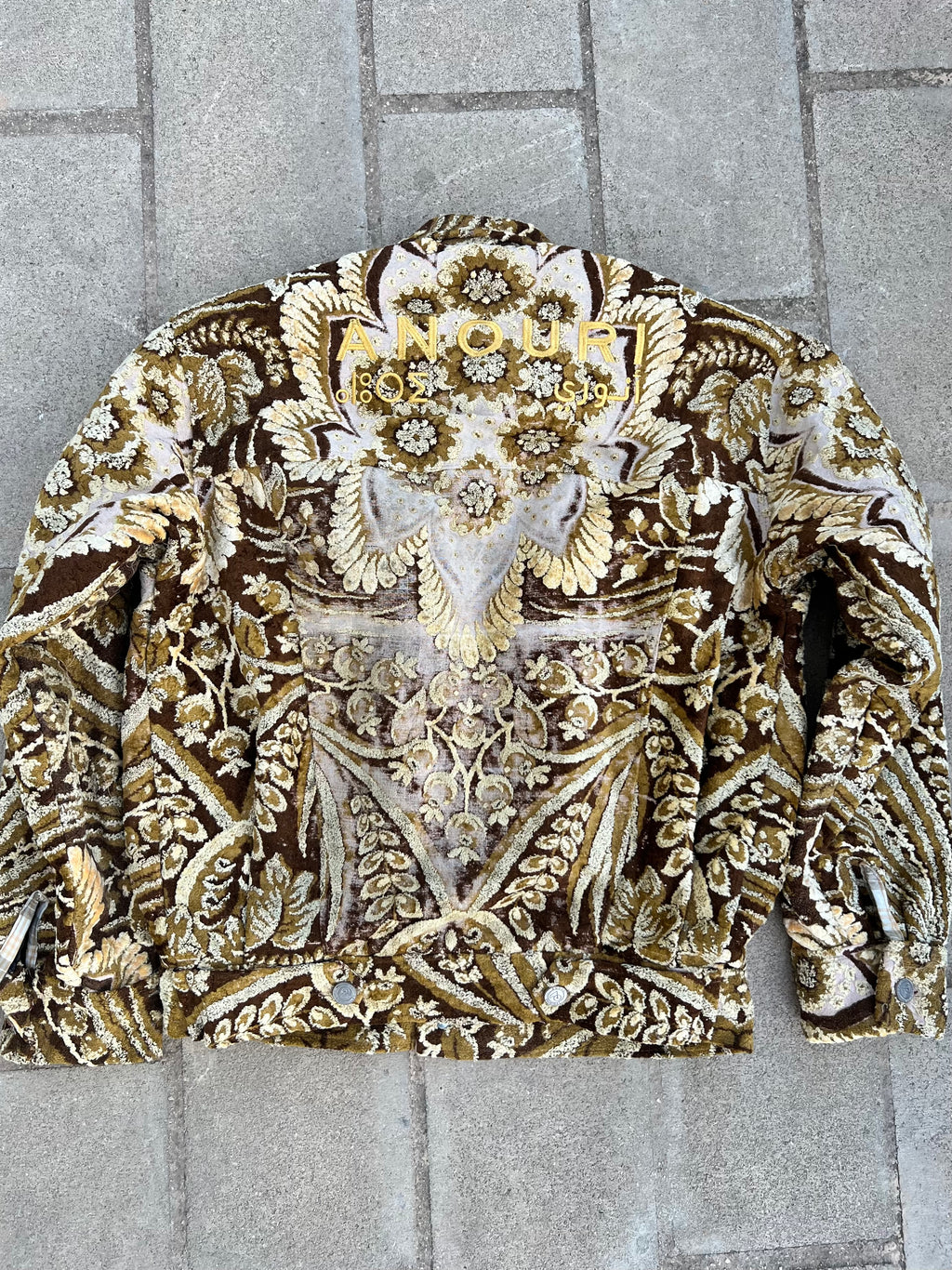 Moroccan hand made with unique yellow and brown color,  carpet Jacket UNISEX