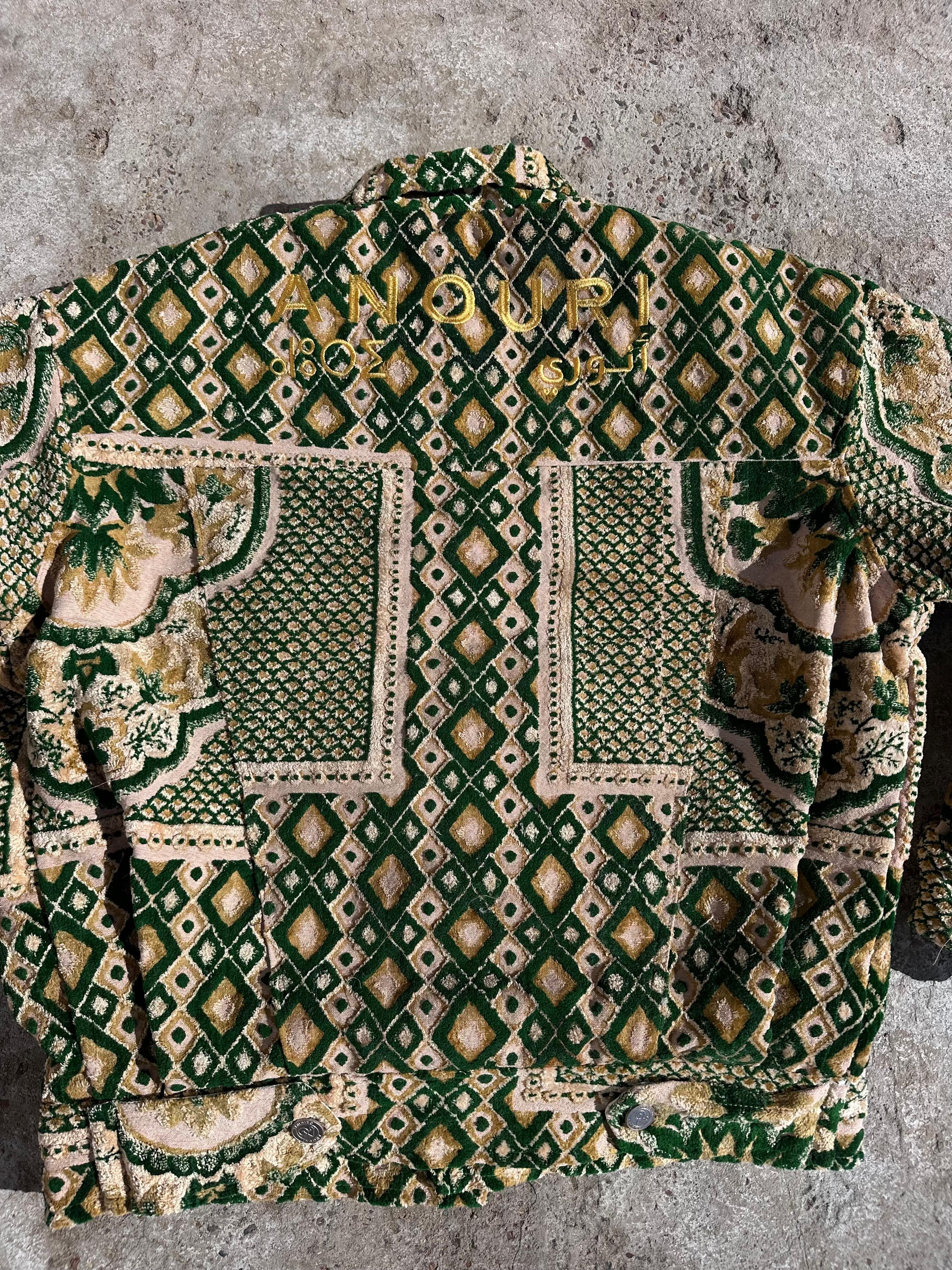 Moroccan hand made with unique yellow and green color,  carpet Jacket UNISEX