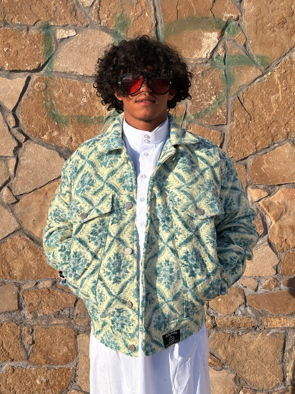 Moroccan hand made with unique light blue color,  carpet Jacket UNISEX
