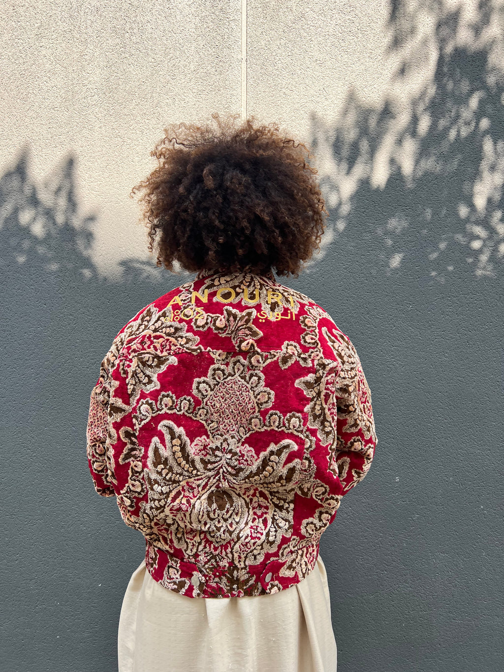 Moroccan hand made with unique brown and red color,  carpet Jacket UNISEX
