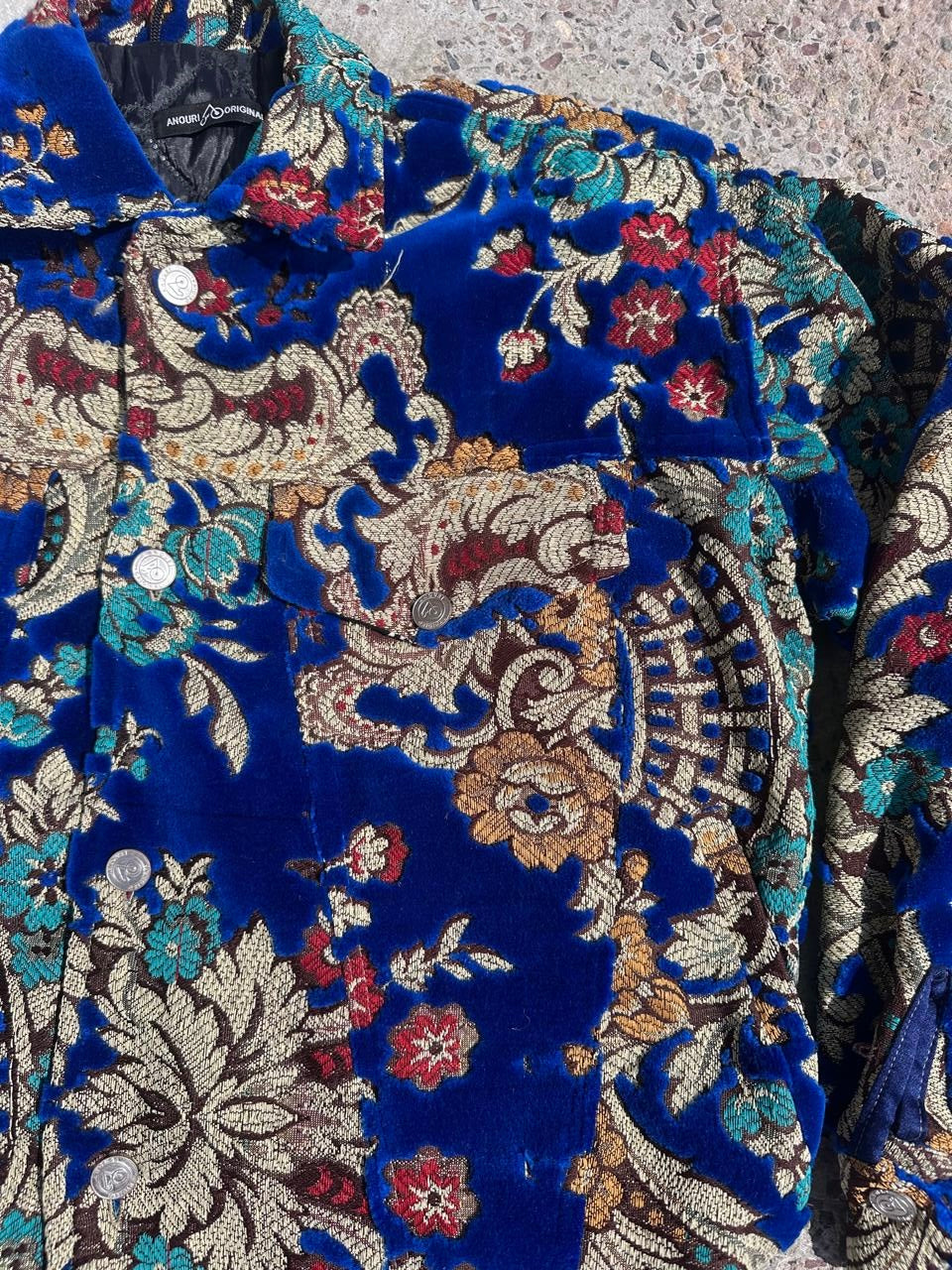 Moroccan hand made with unique blue color,  carpet Jacket UNISEX