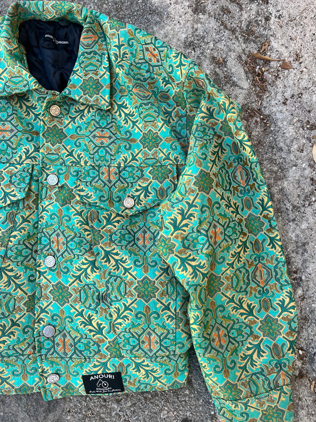 Moroccan hand made with unique white and green color,  carpet Jacket UNISEX (Copy)
