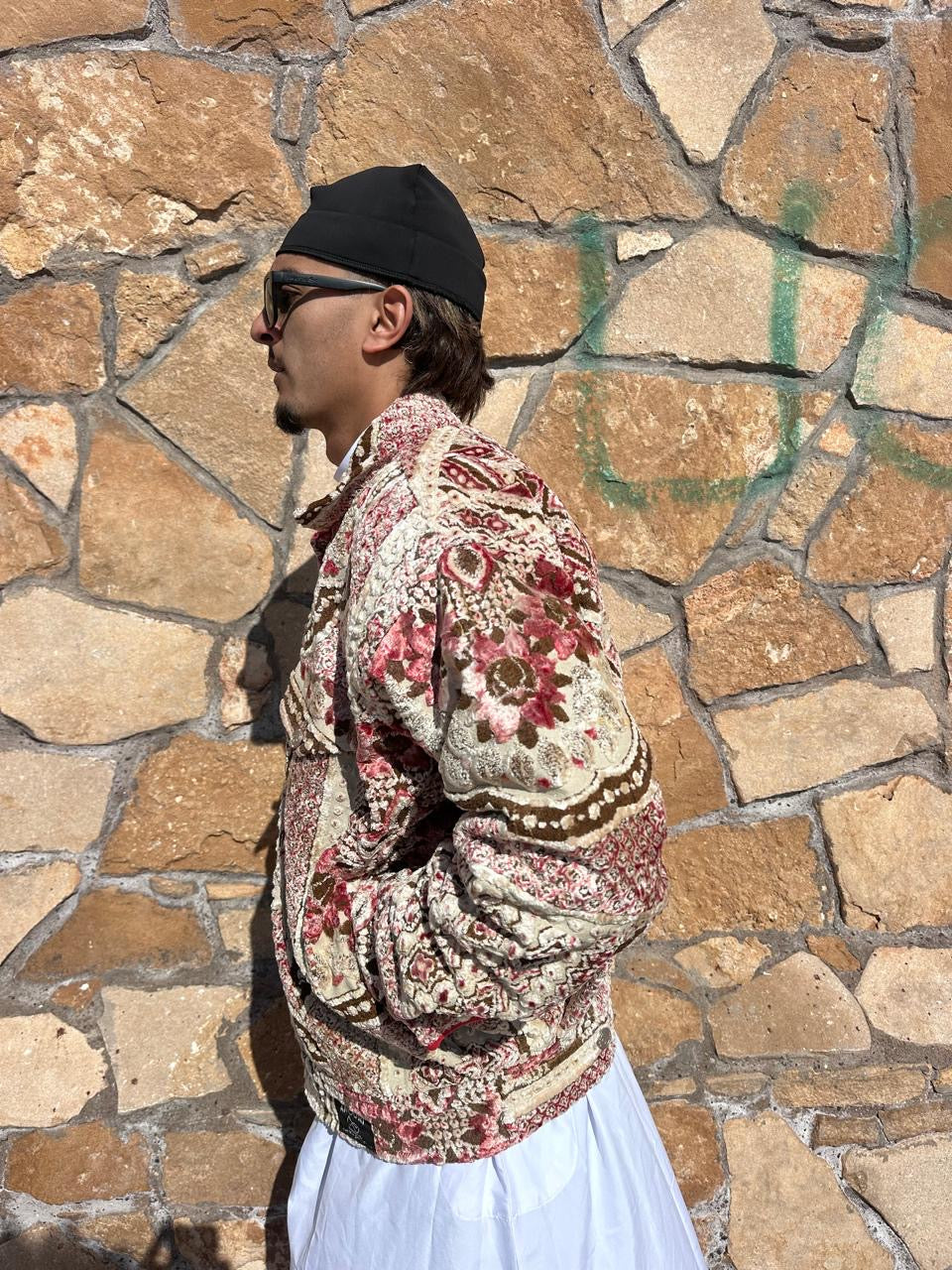 Moroccan hand made with unique light red color,  carpet Jacket UNISEX