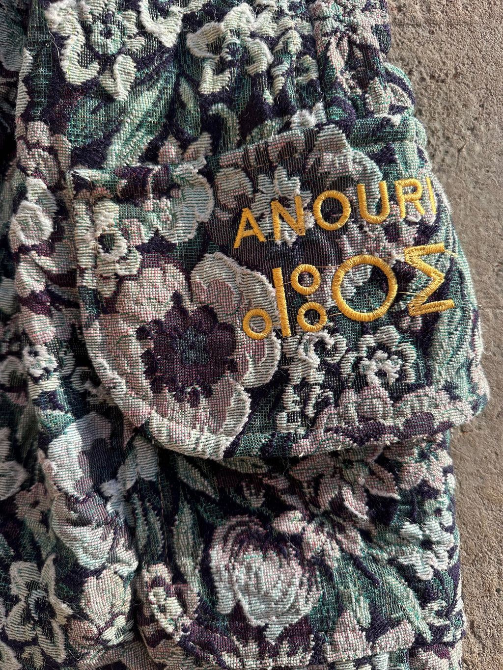 Anouris Original PANT with wide legs with two pockets  side unique carpet blue flower print “Carpet” UNISEX