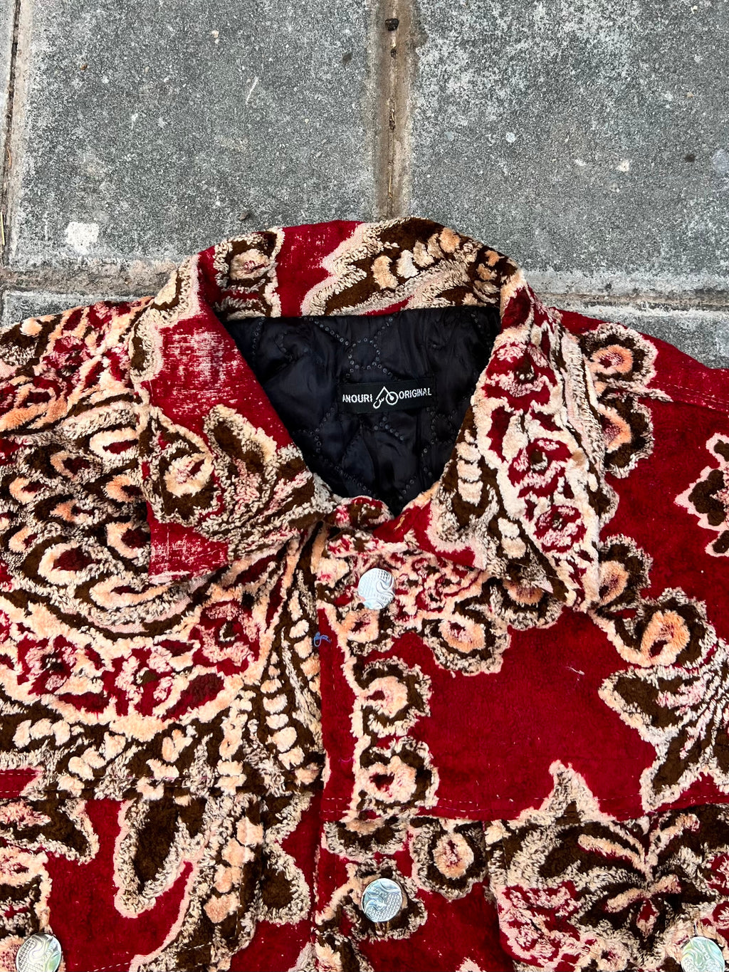 Moroccan hand made with unique brown and red color,  carpet Jacket UNISEX