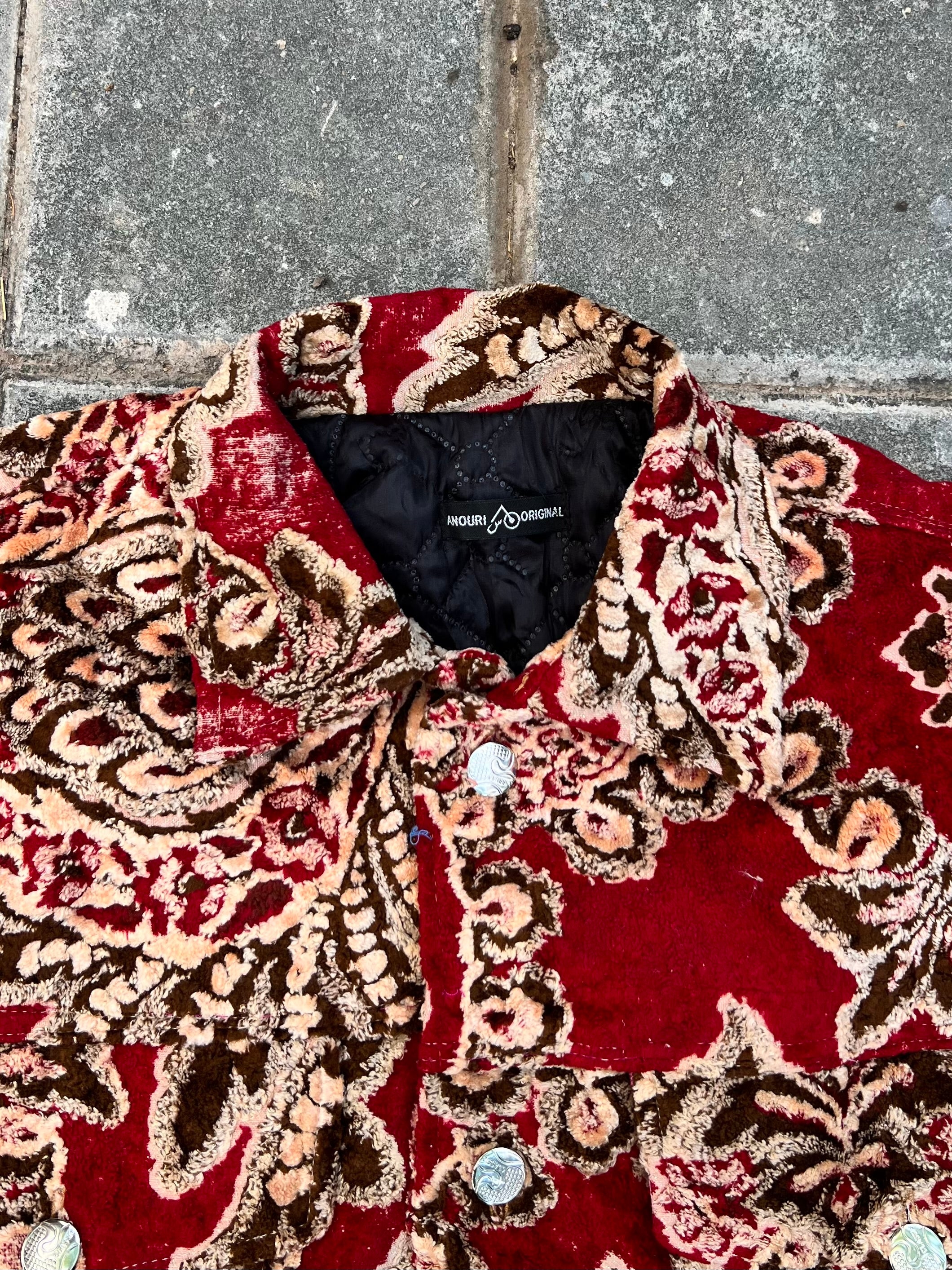 Moroccan hand made with unique brown and red color,  carpet Jacket UNISEX