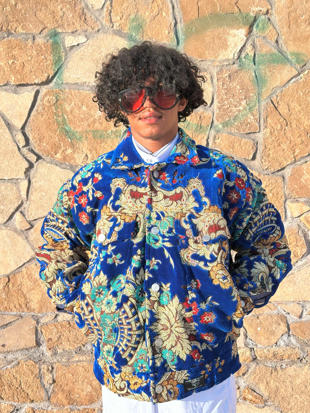 Moroccan hand made with unique blue color,  carpet Jacket UNISEX