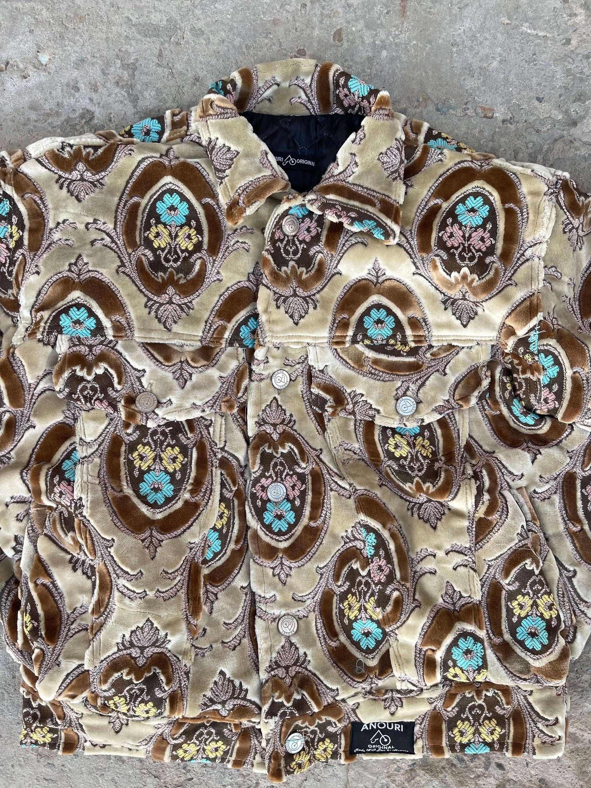 Moroccan hand made yellow and brown with unique design carpet Jacket UNISEX