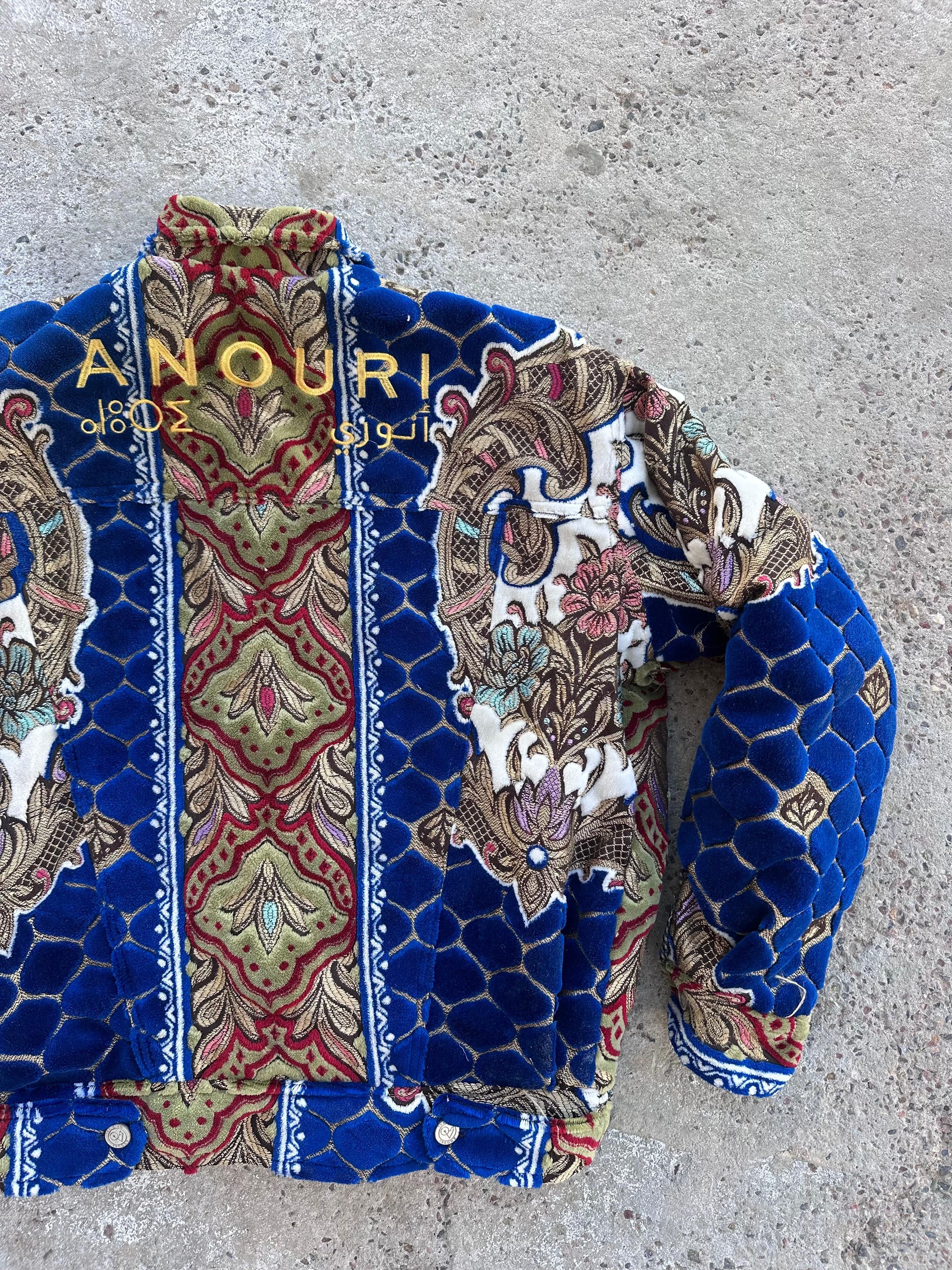 Moroccan hand made with unique blue design carpet Jacket UNISEX