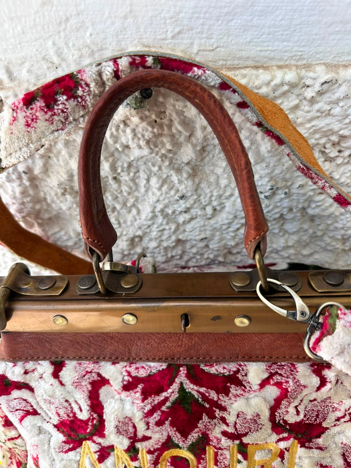 Anouri Original Emerald Heritage Frame green & red  colour Carpet Bag