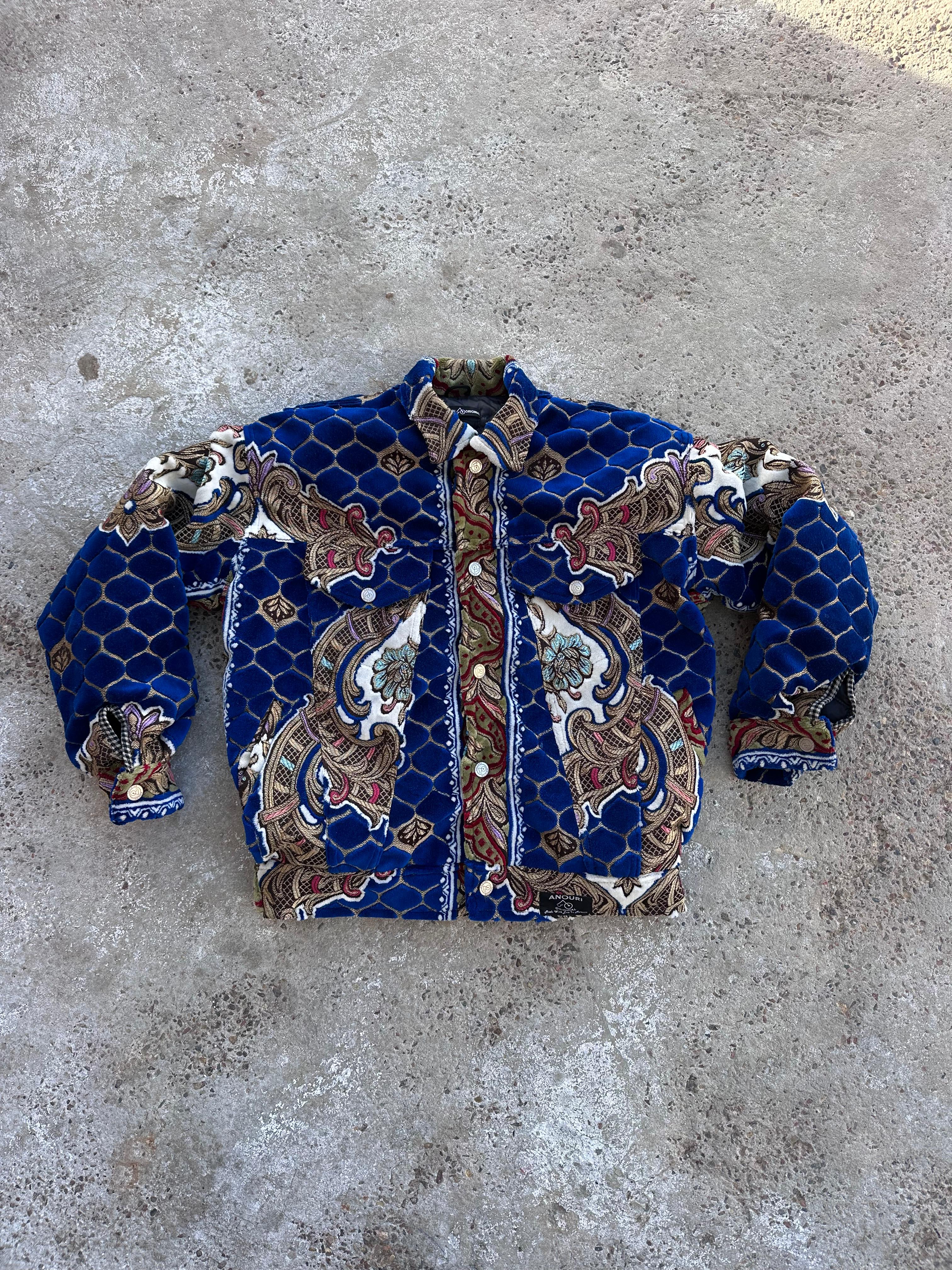 Moroccan hand made with unique blue design carpet Jacket UNISEX