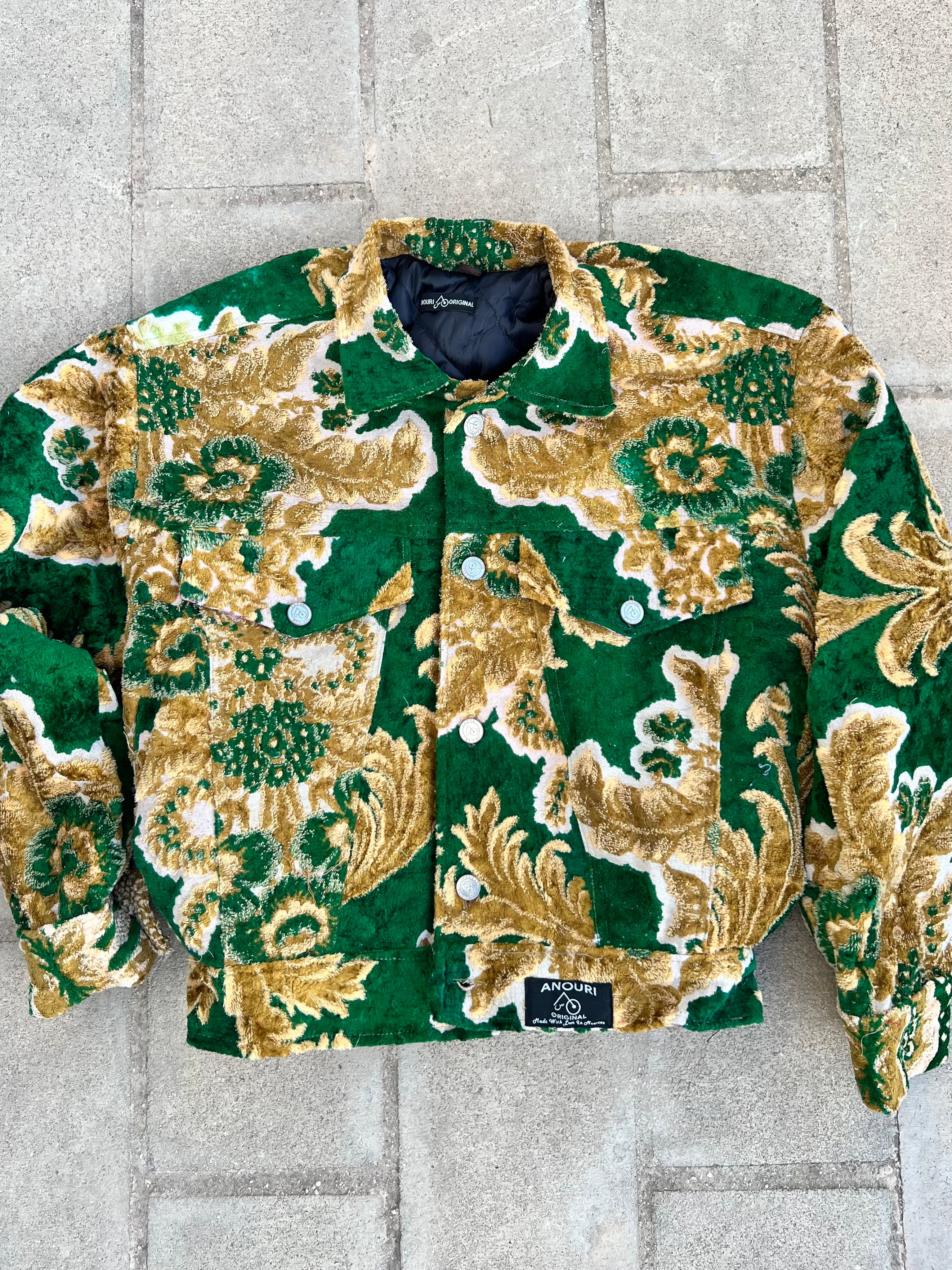 Moroccan hand made with unique yellow and green color,  carpet Jacket UNISEX