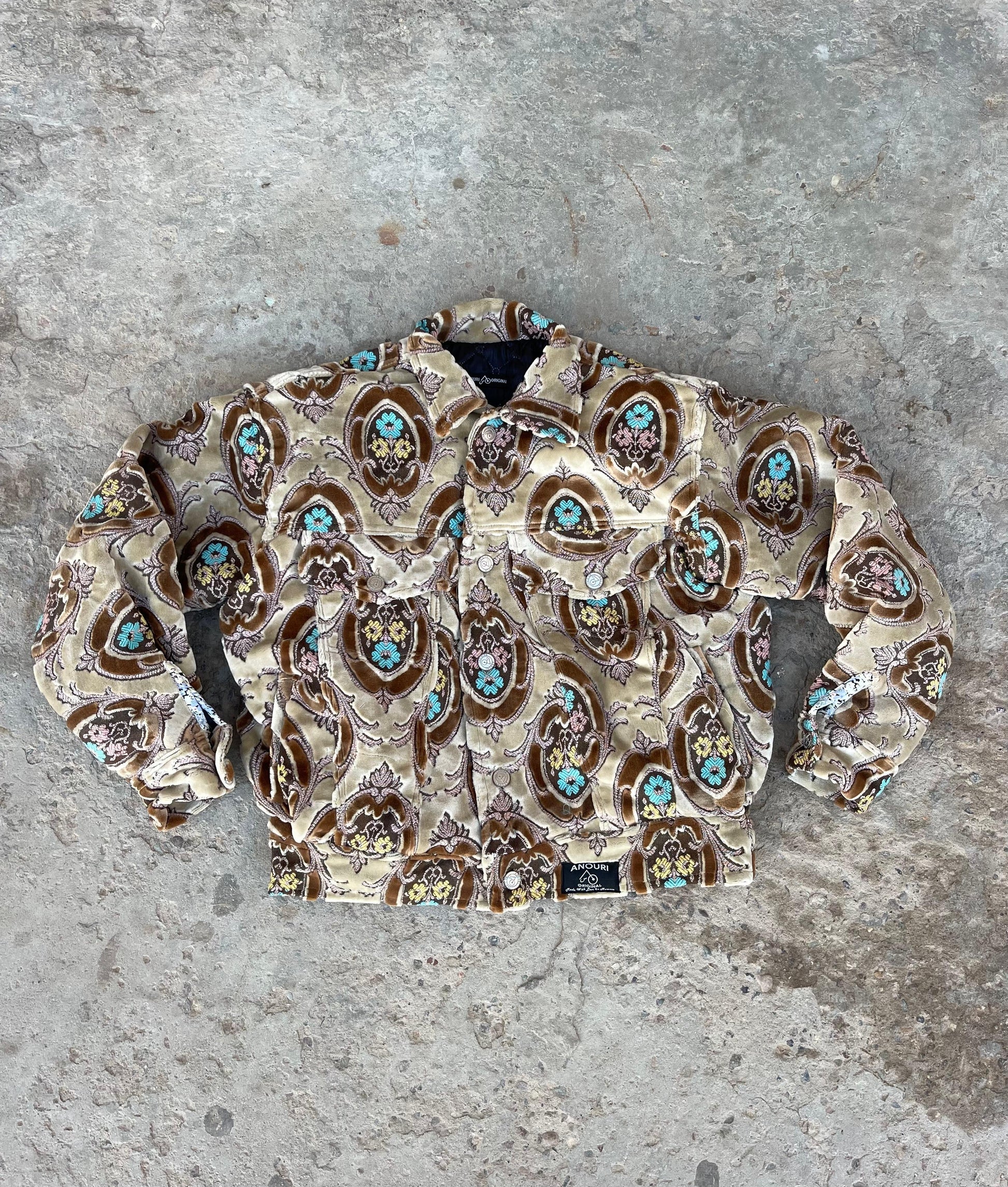 Moroccan hand made yellow and brown with unique design carpet Jacket UNISEX