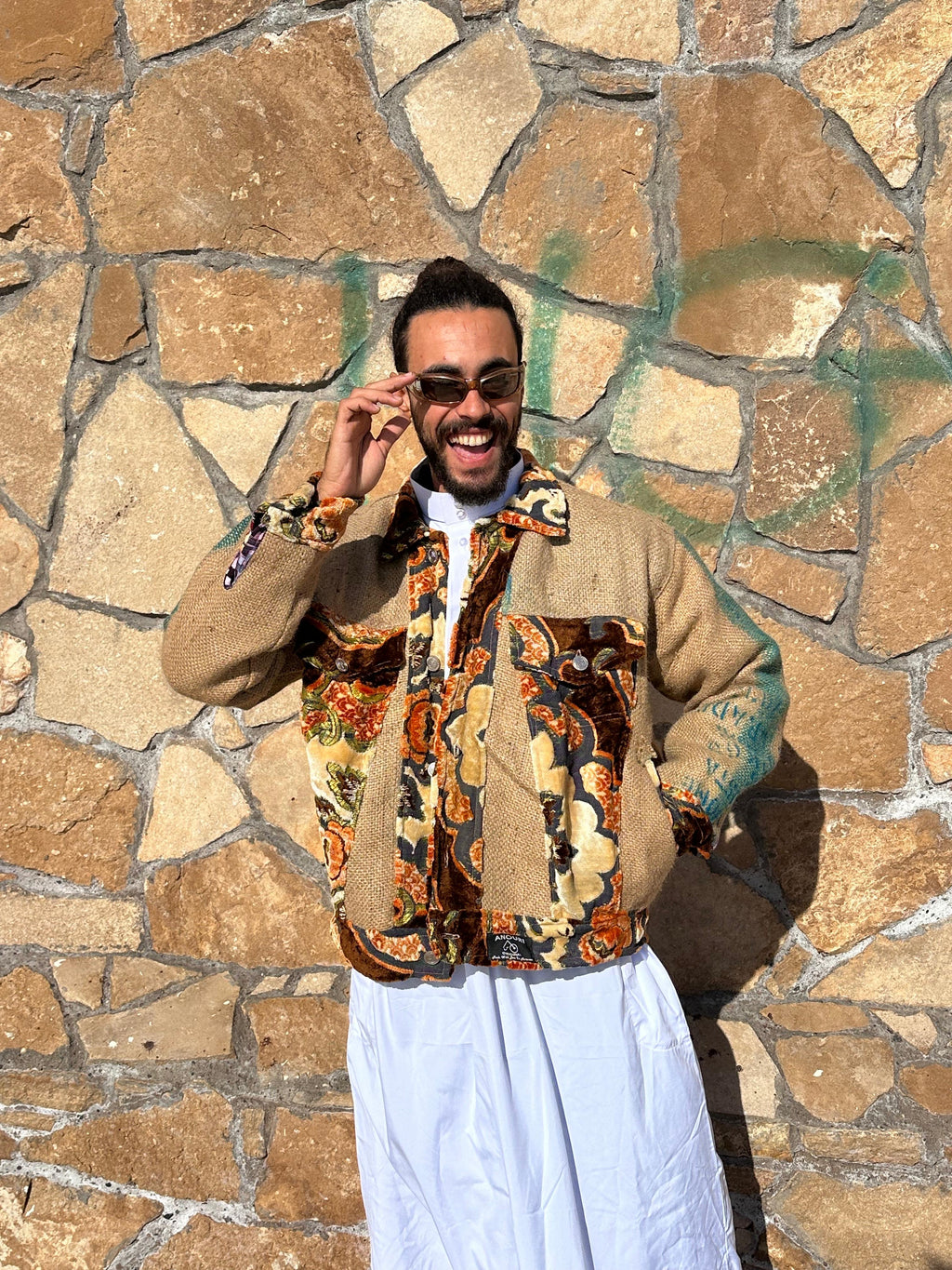 Moroccan hand made brown burlap Jacket UNISEX