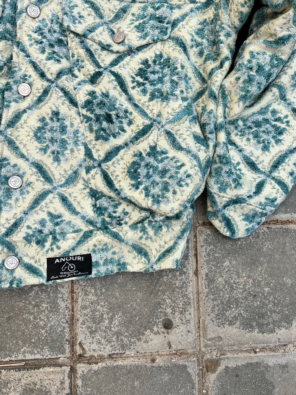 Moroccan hand made with unique light blue color,  carpet Jacket UNISEX