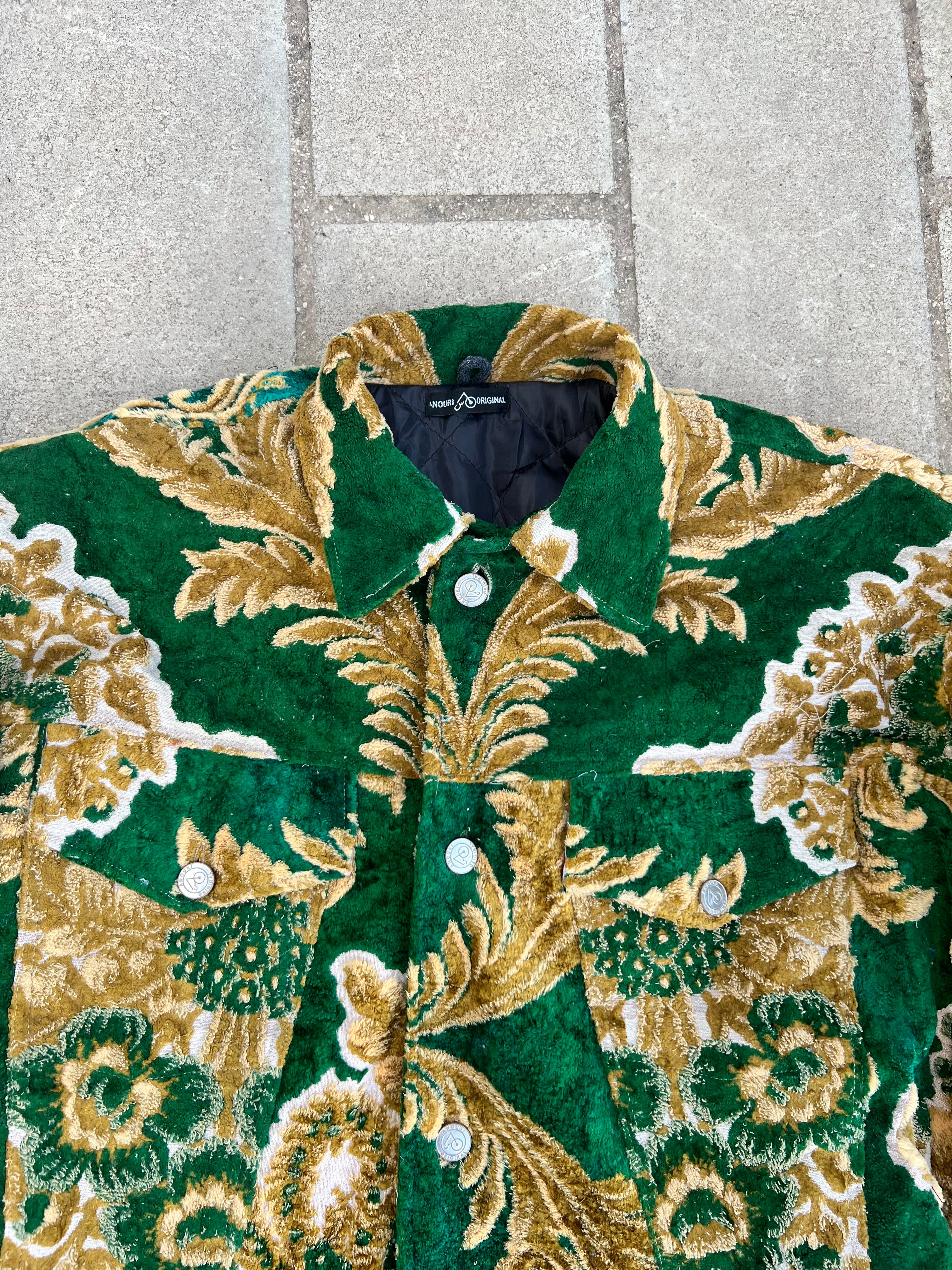 Moroccan hand made with unique yellow and green color,  carpet Jacket UNISEX