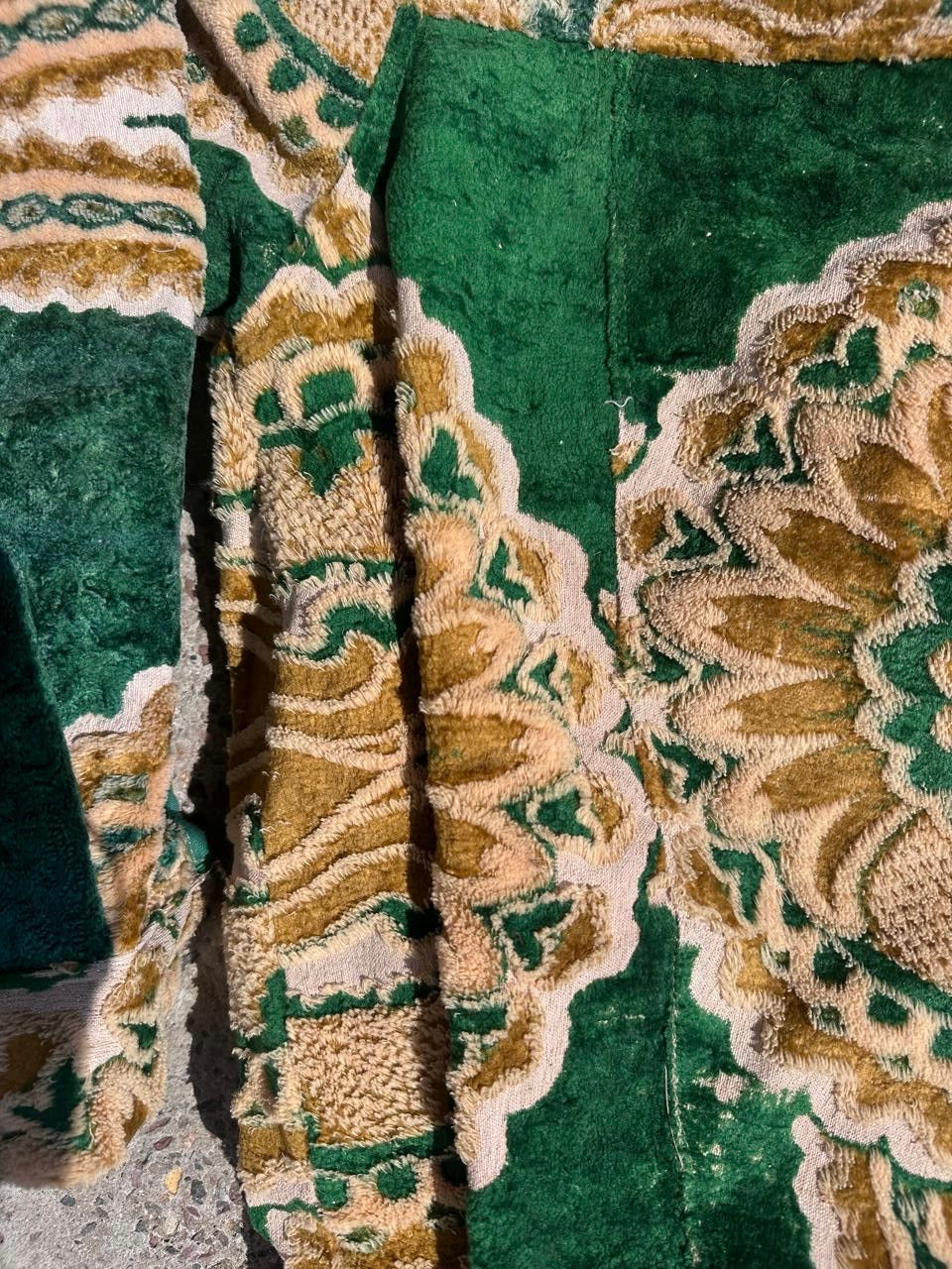 Moroccan hand made with unique green and yellow color,  carpet Jacket UNISEX