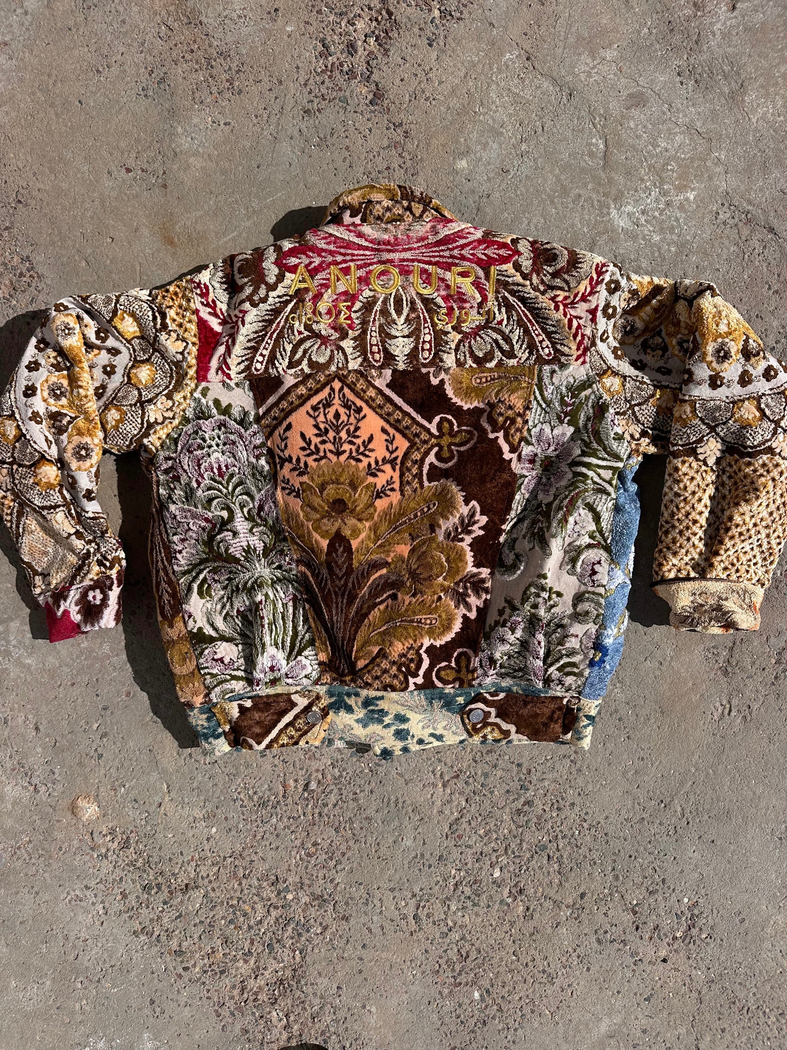 Moroccan hand made with unique patshwork color,  carpet Jacket UNISEX