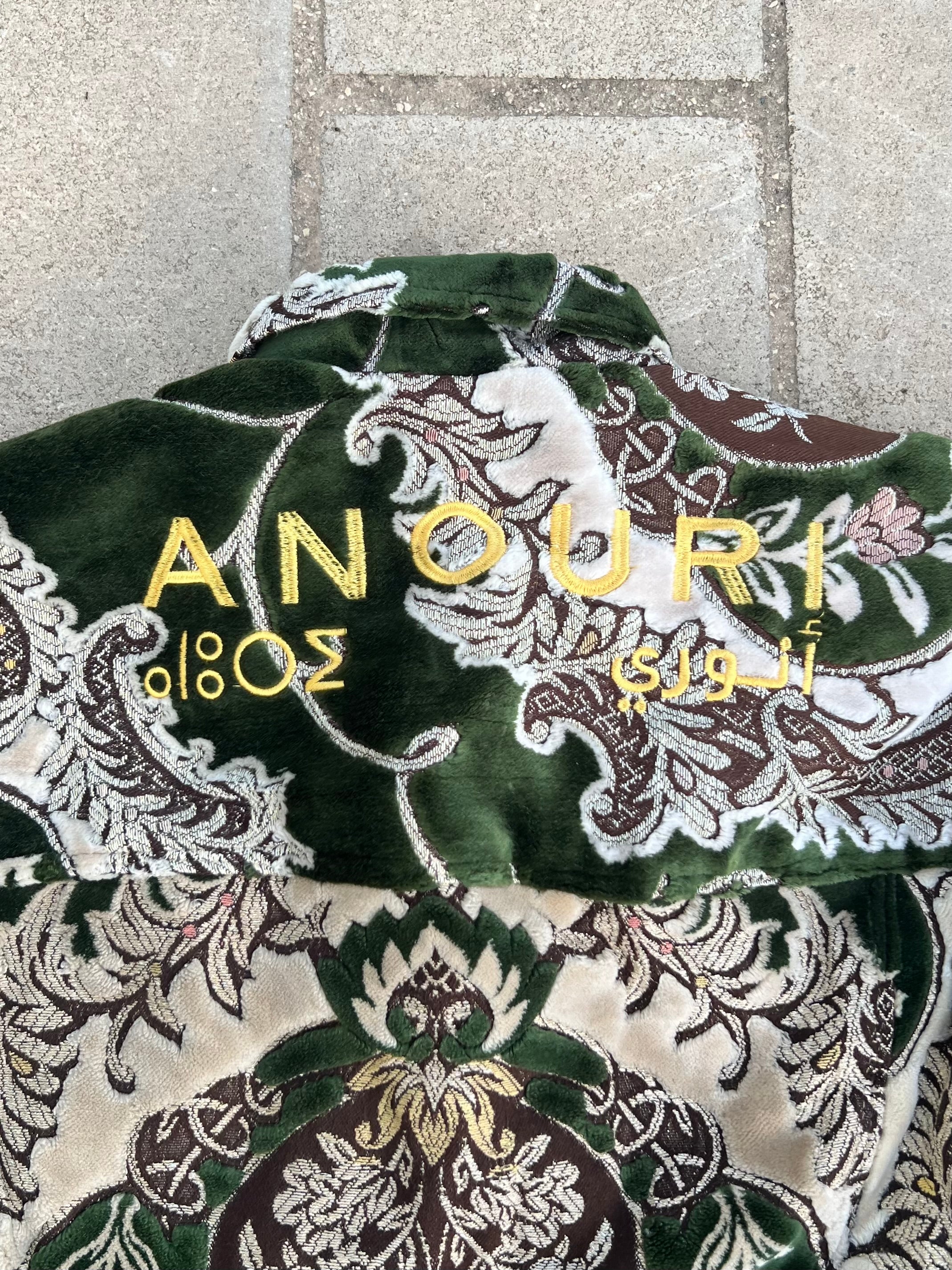 Moroccan hand made with unique green color,  carpet Jacket UNISEX