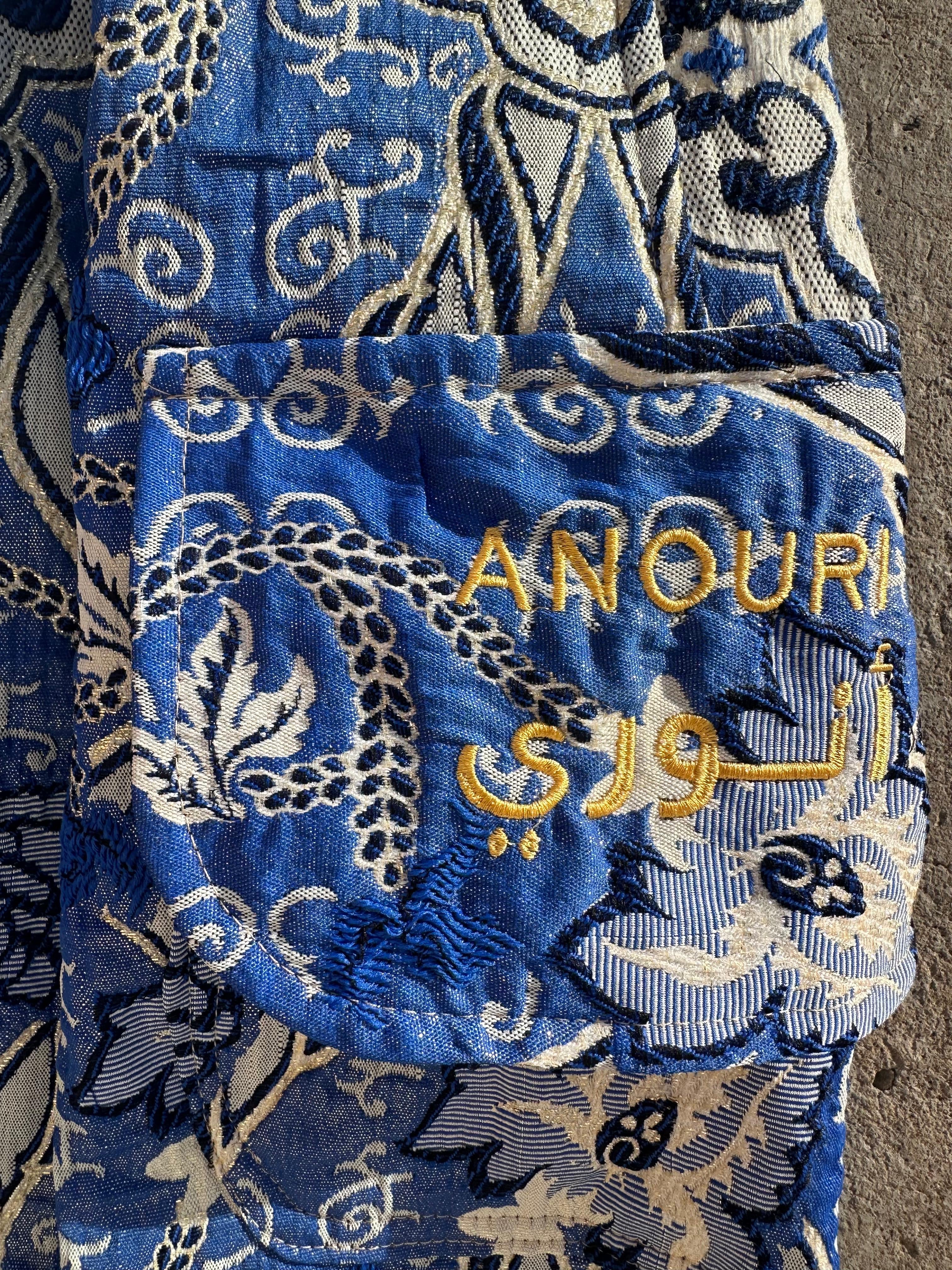 Anouris Original PANT with wide legs with two pockets  side unique light blue print “Carpet” UNISEX