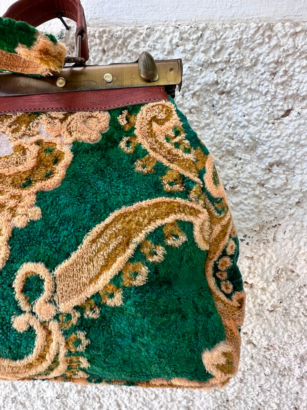 Anouri Original Emerald Heritage Frame green & yellow  colour Carpet Bag