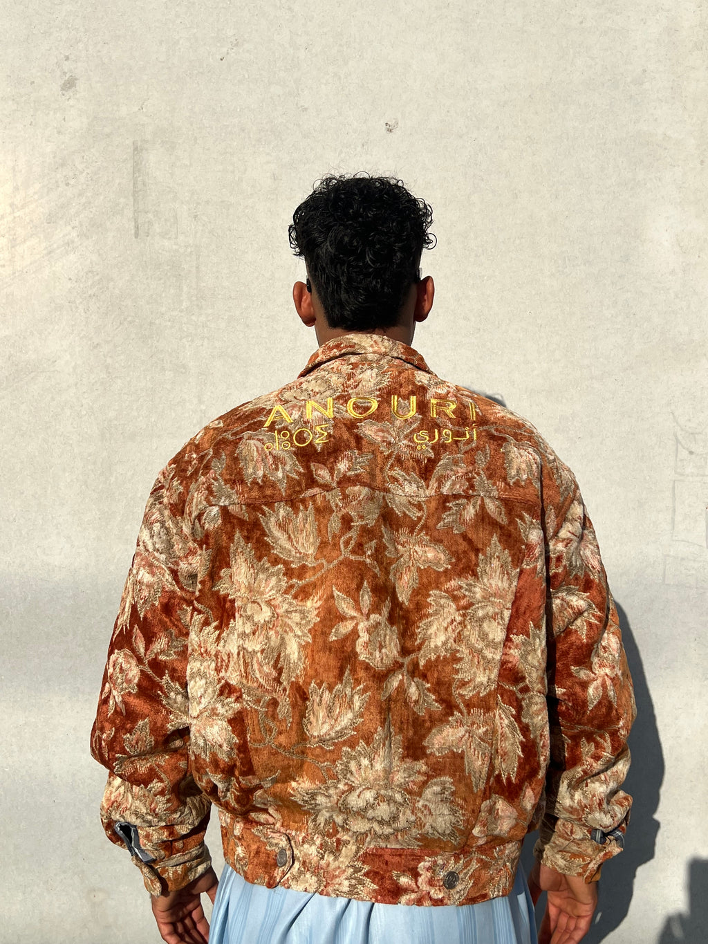 Moroccan hand made with unique orange color,  carpet Jacket UNISEX