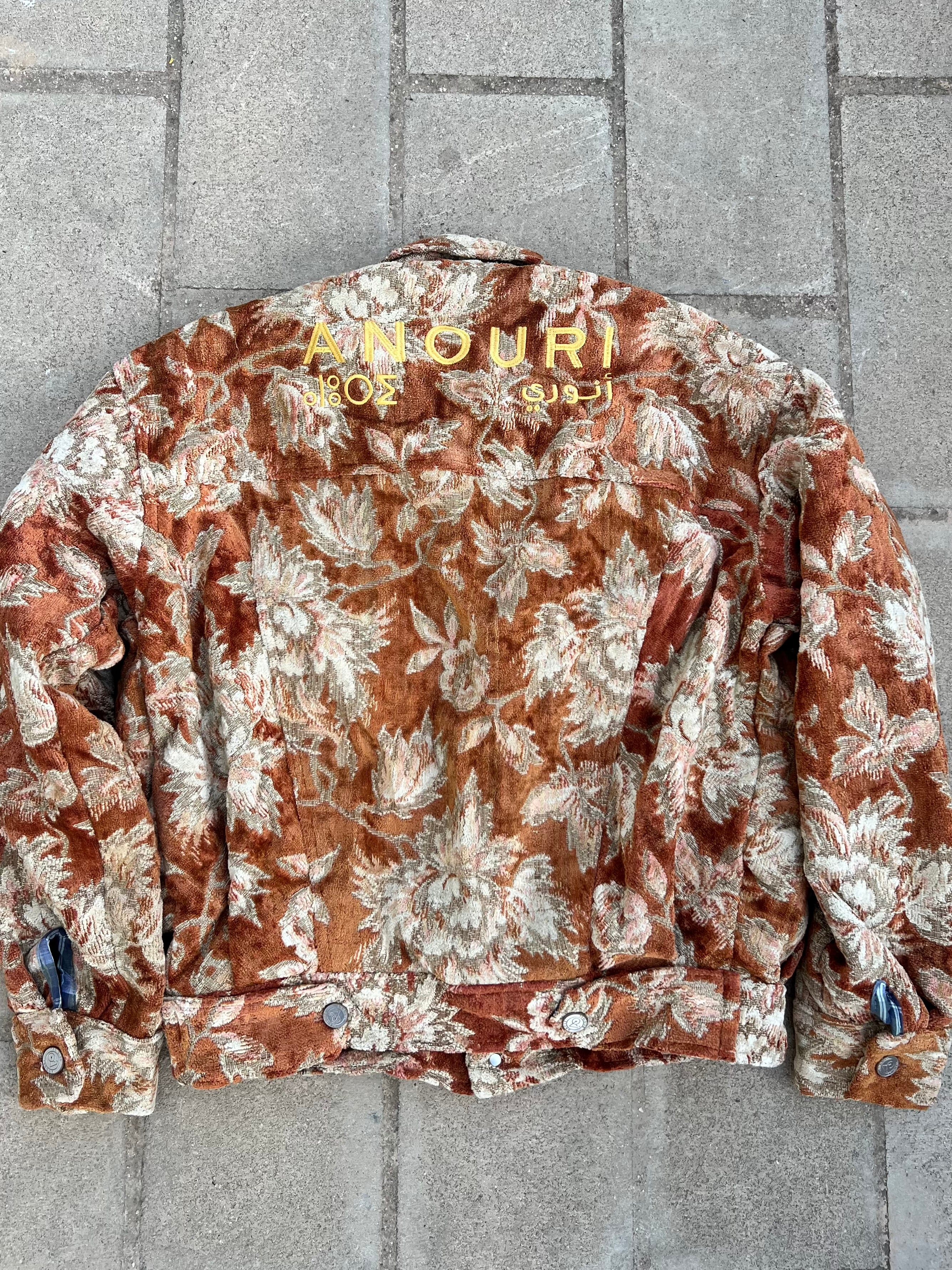 Moroccan hand made with unique orange color,  carpet Jacket UNISEX