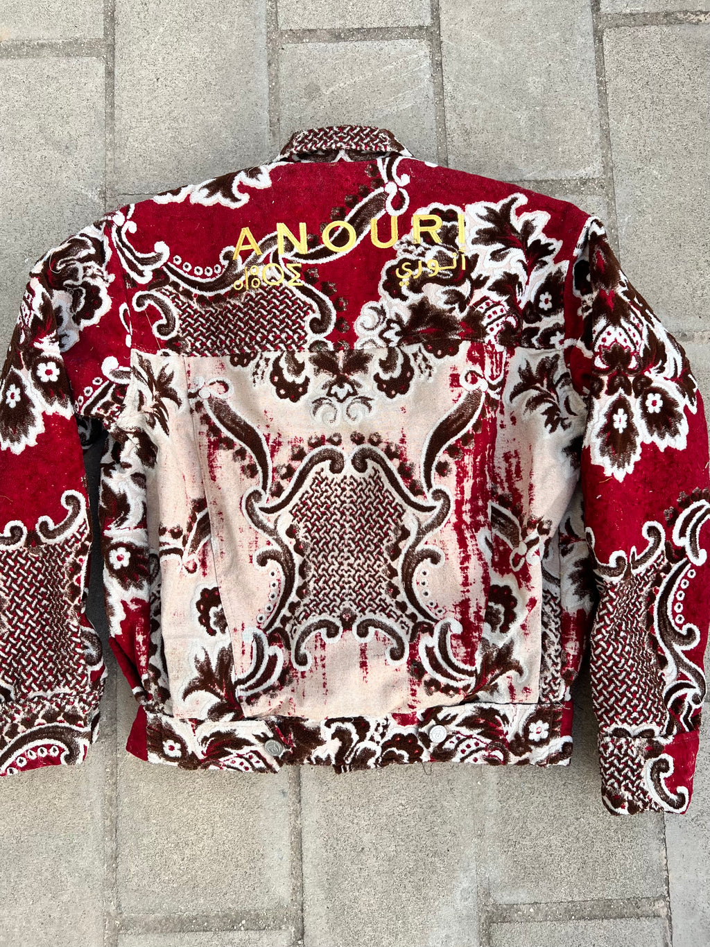 Moroccan hand made with unique red and brown color,  carpet Jacket UNISEX