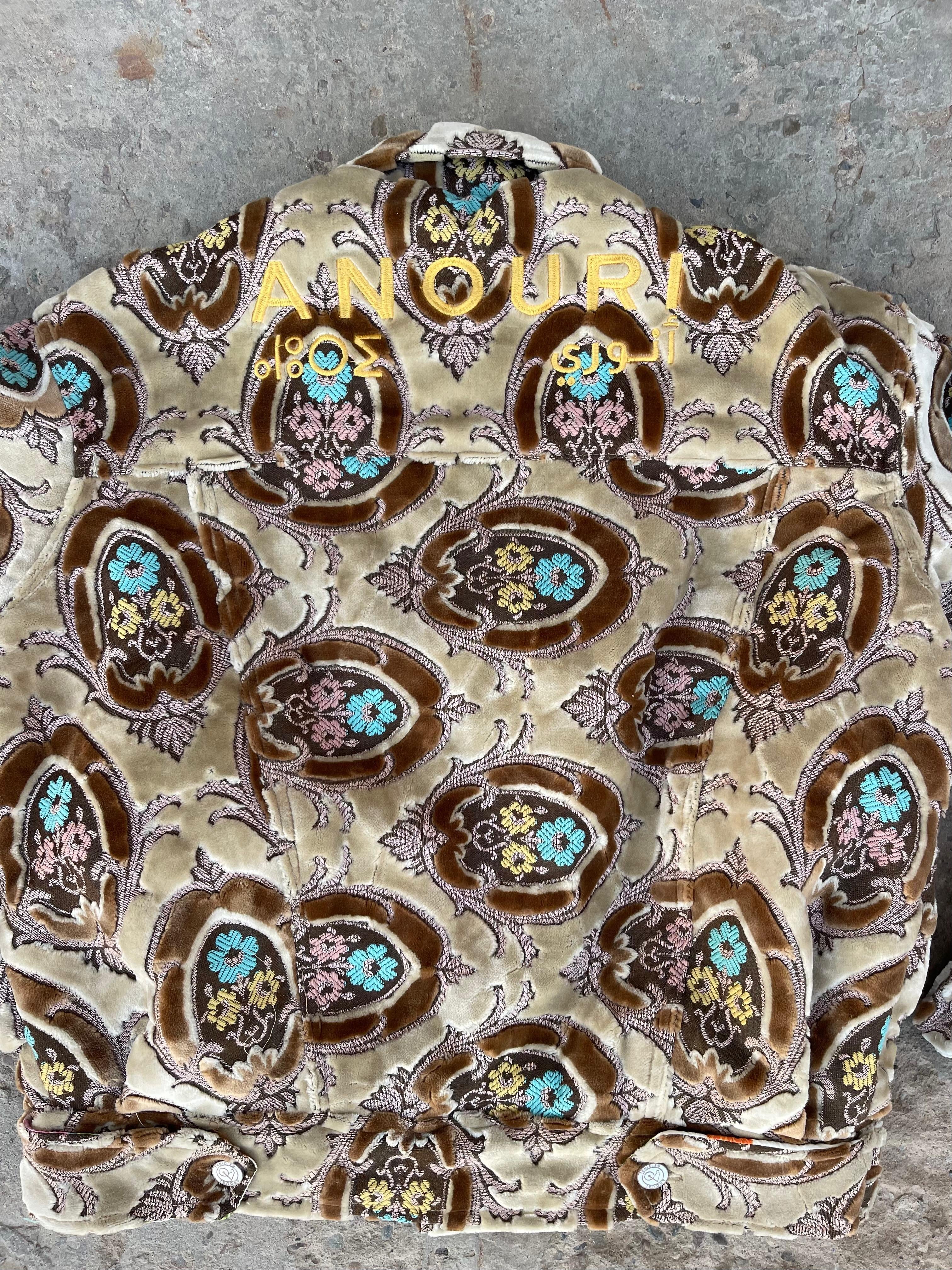 Moroccan hand made yellow and brown with unique design carpet Jacket UNISEX