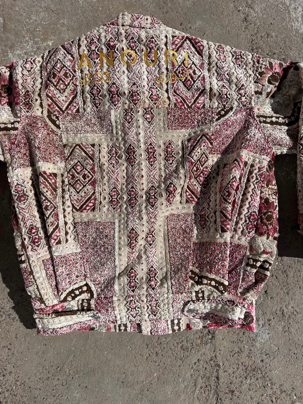 Moroccan hand made with unique light red color,  carpet Jacket UNISEX