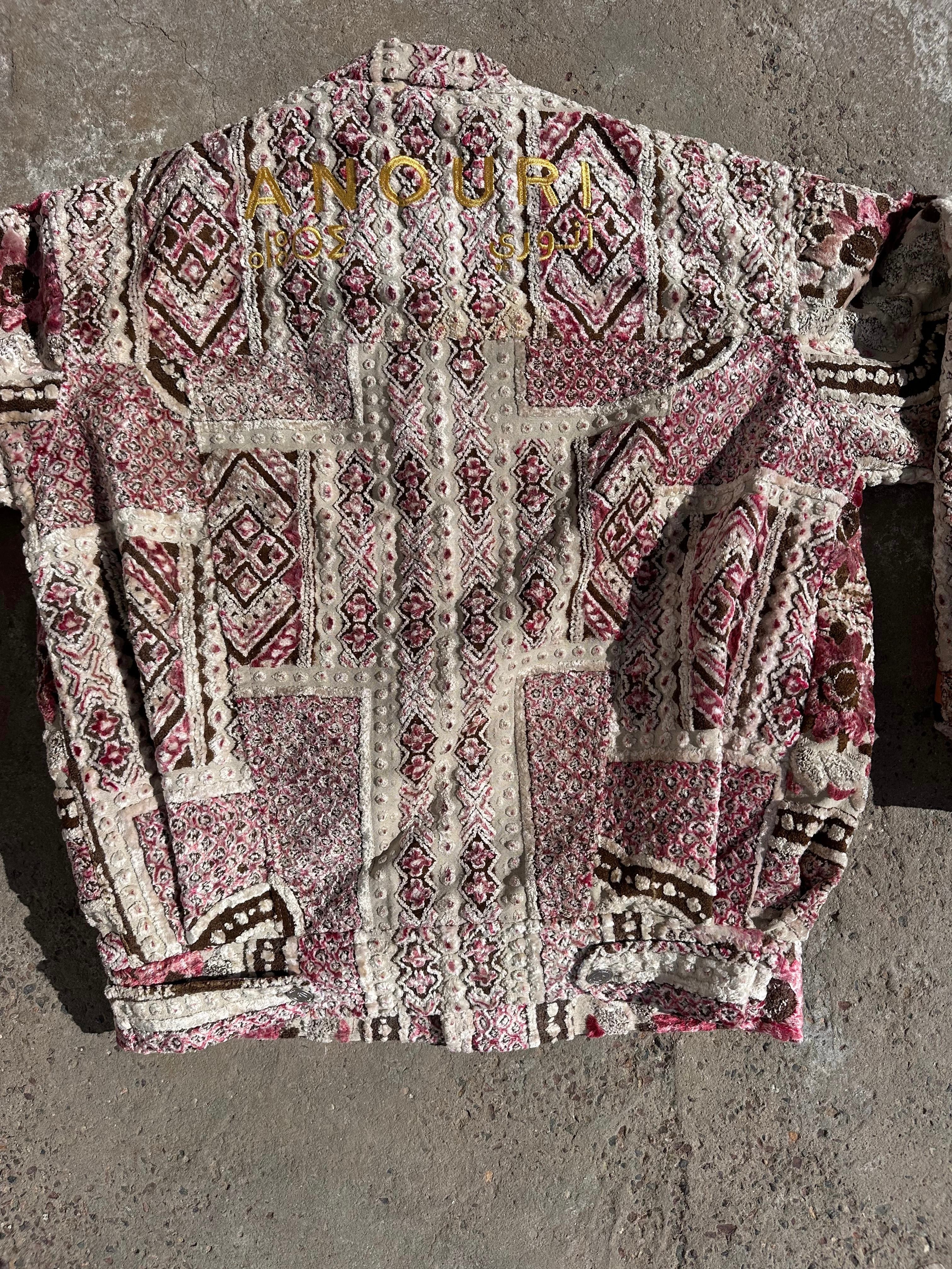 Moroccan hand made with unique light red color,  carpet Jacket UNISEX