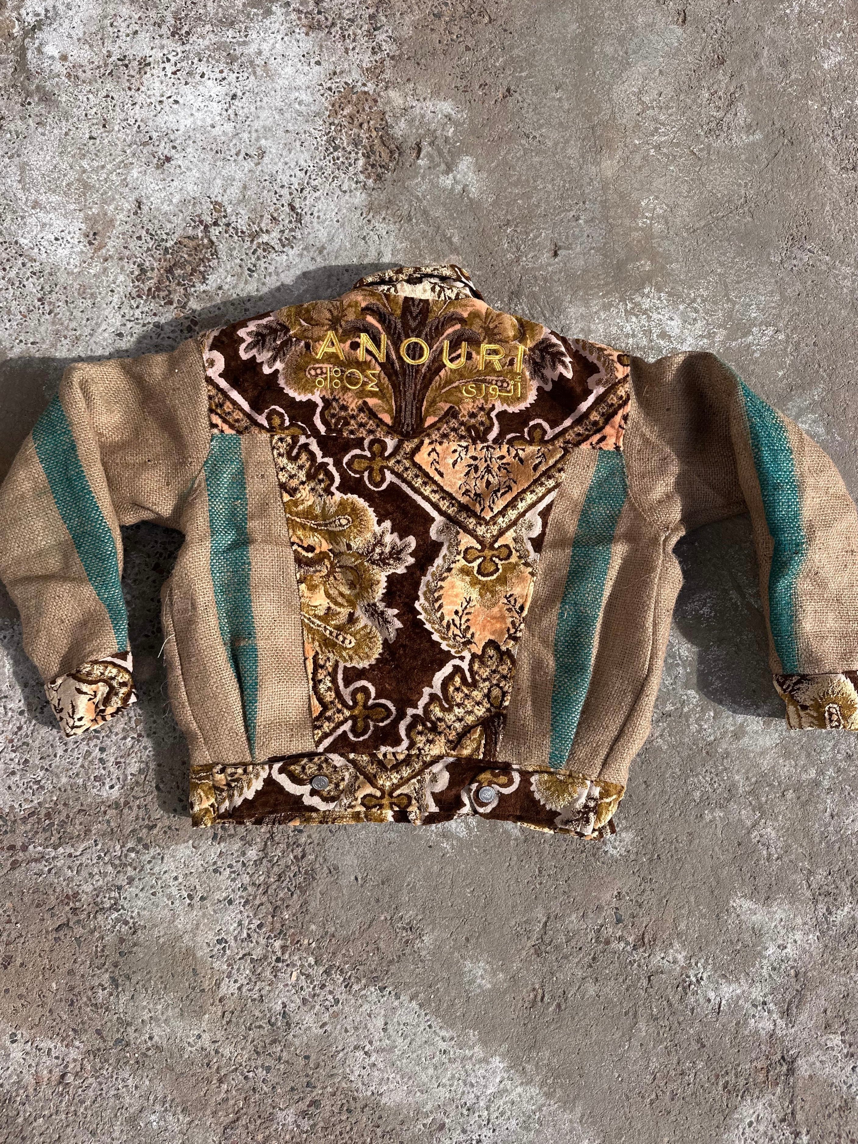 Moroccan hand made unique burlap and brown Carpet and burlap set UNISEX