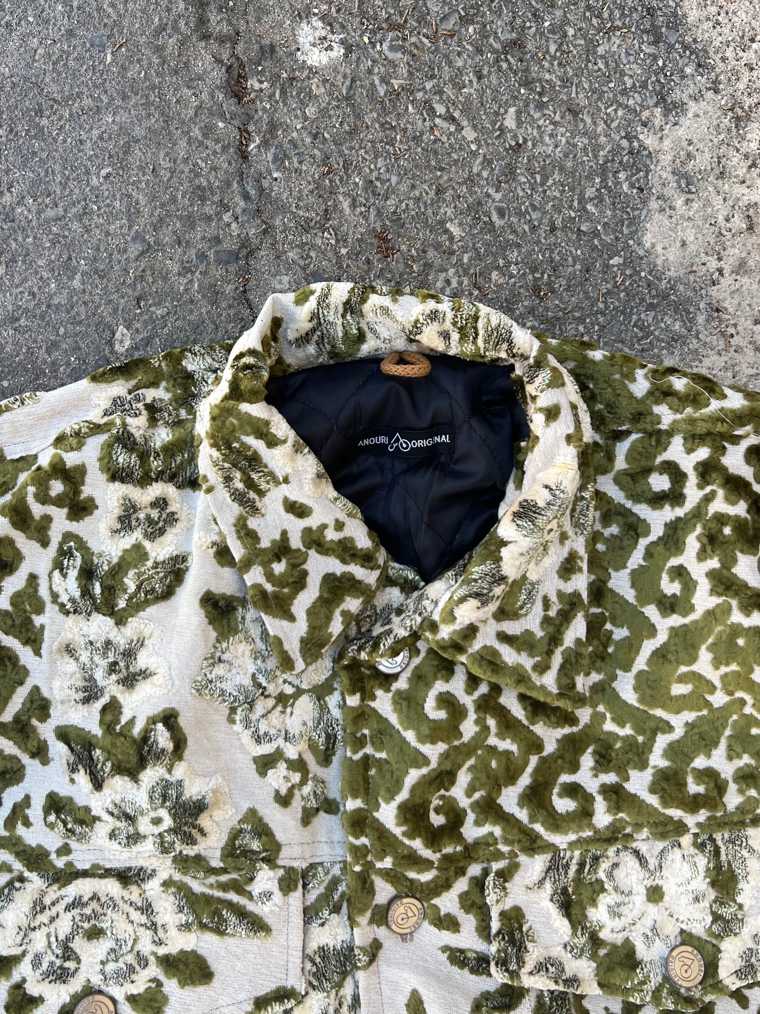 Moroccan hand made with unique green and white color ,  carpet Jacket UNISEX