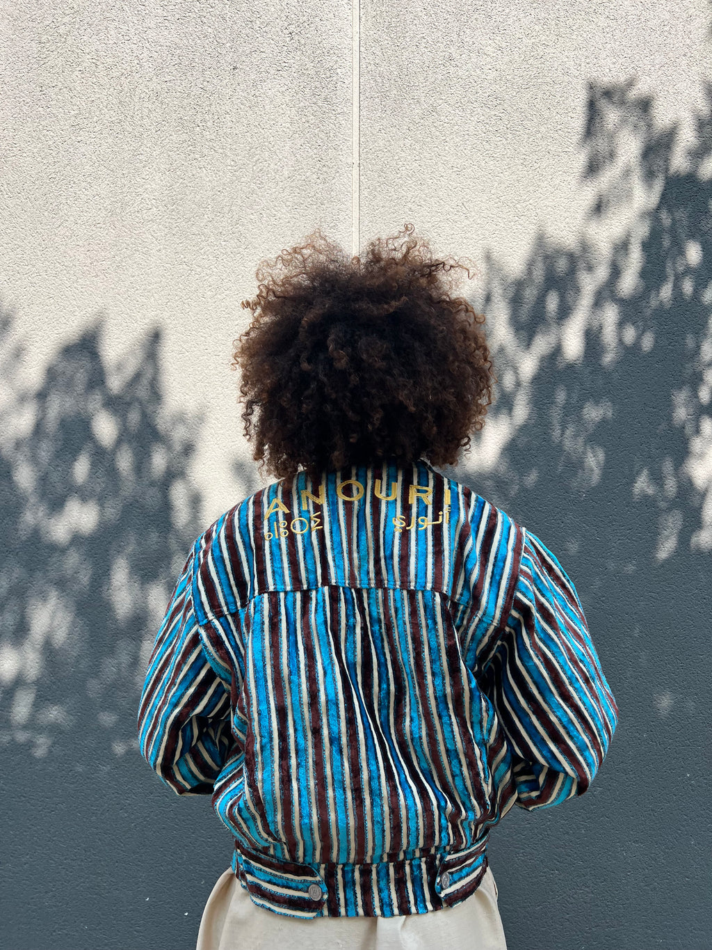 Moroccan hand made with unique brown and blue color,  carpet Jacket UNISEX