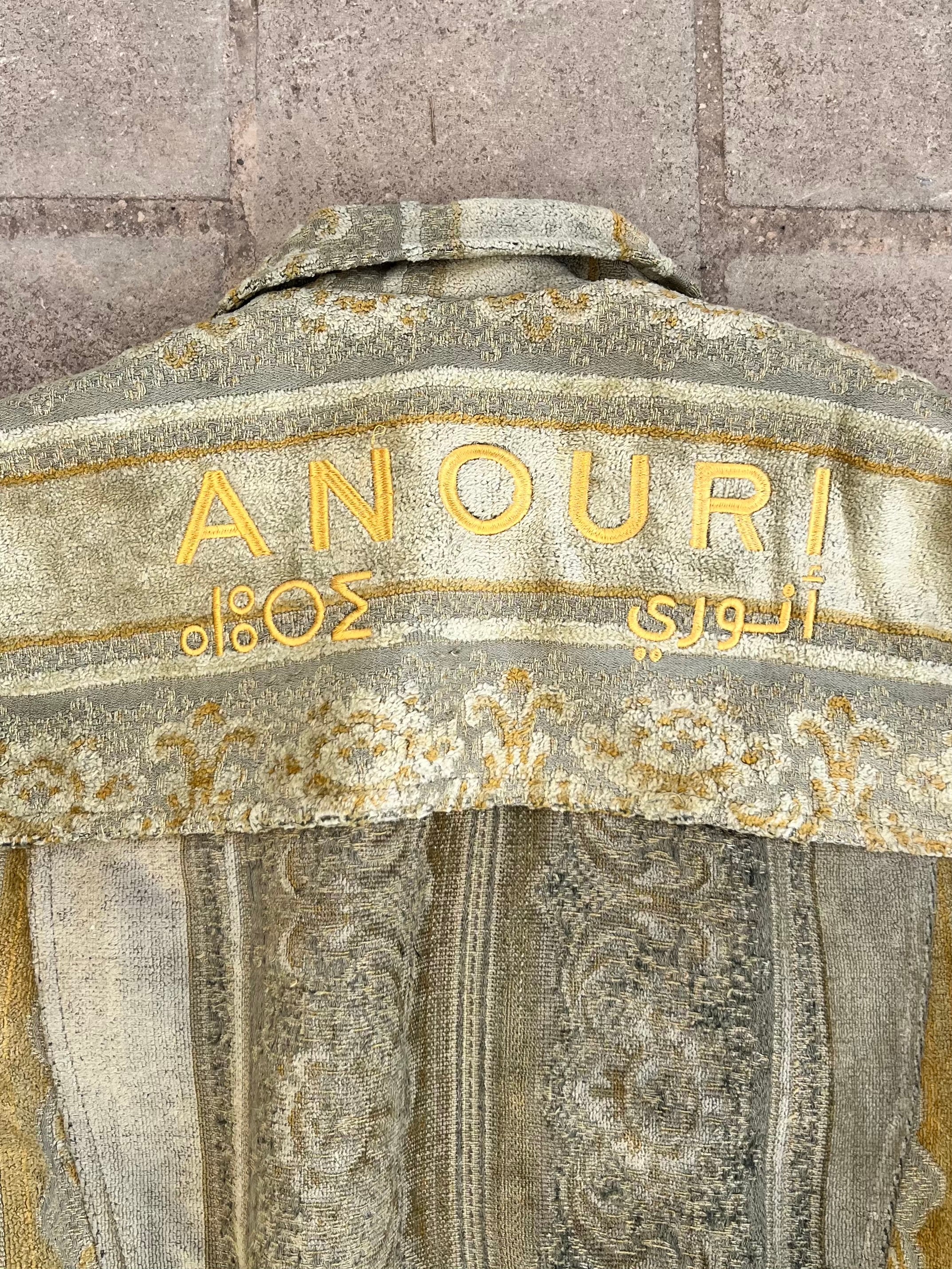 Moroccan hand made with unique light green and yellow color,  carpet Jacket UNISEX