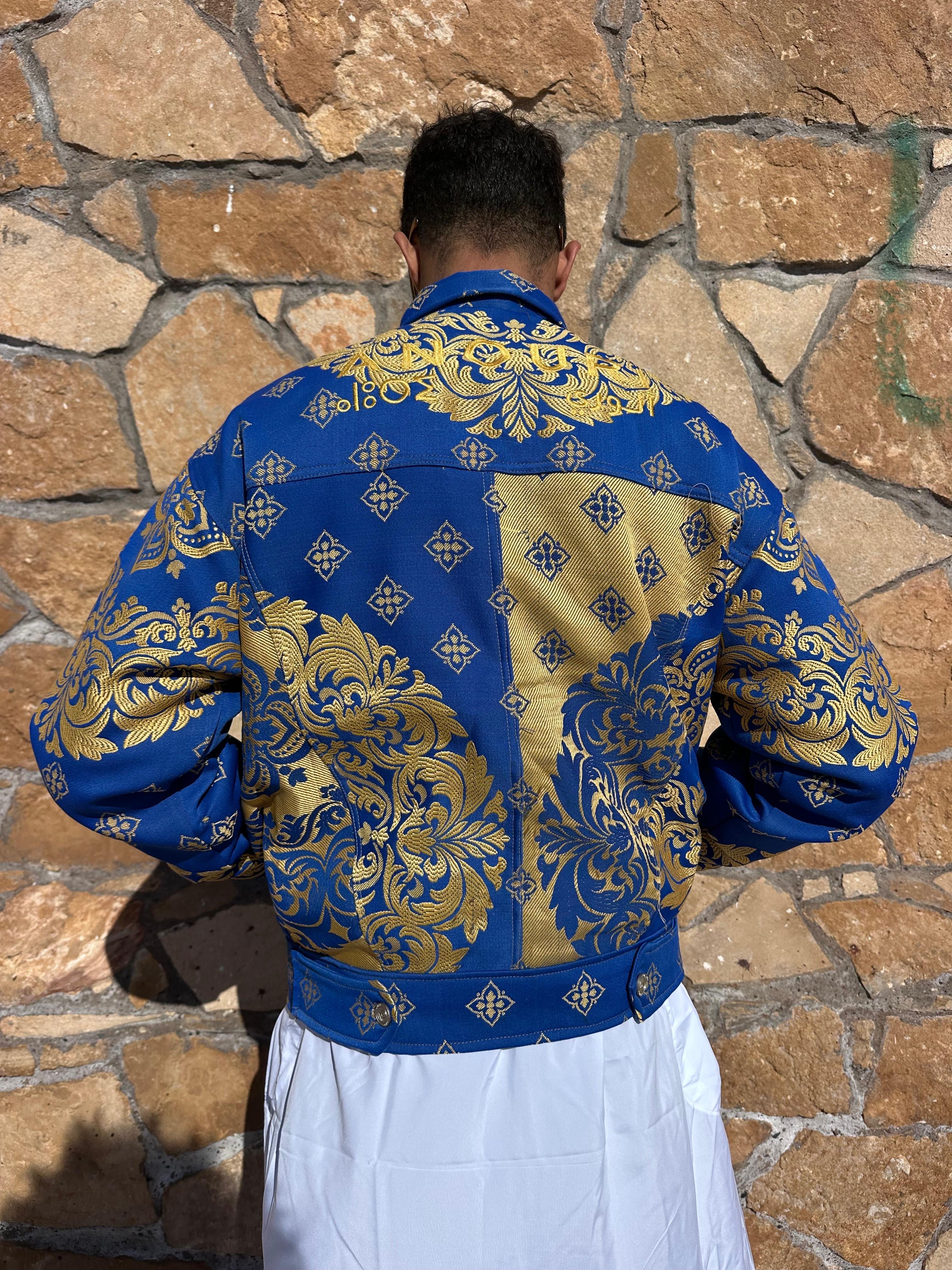 Moroccan hand made with unique blue color,  carpet Jacket UNISEX