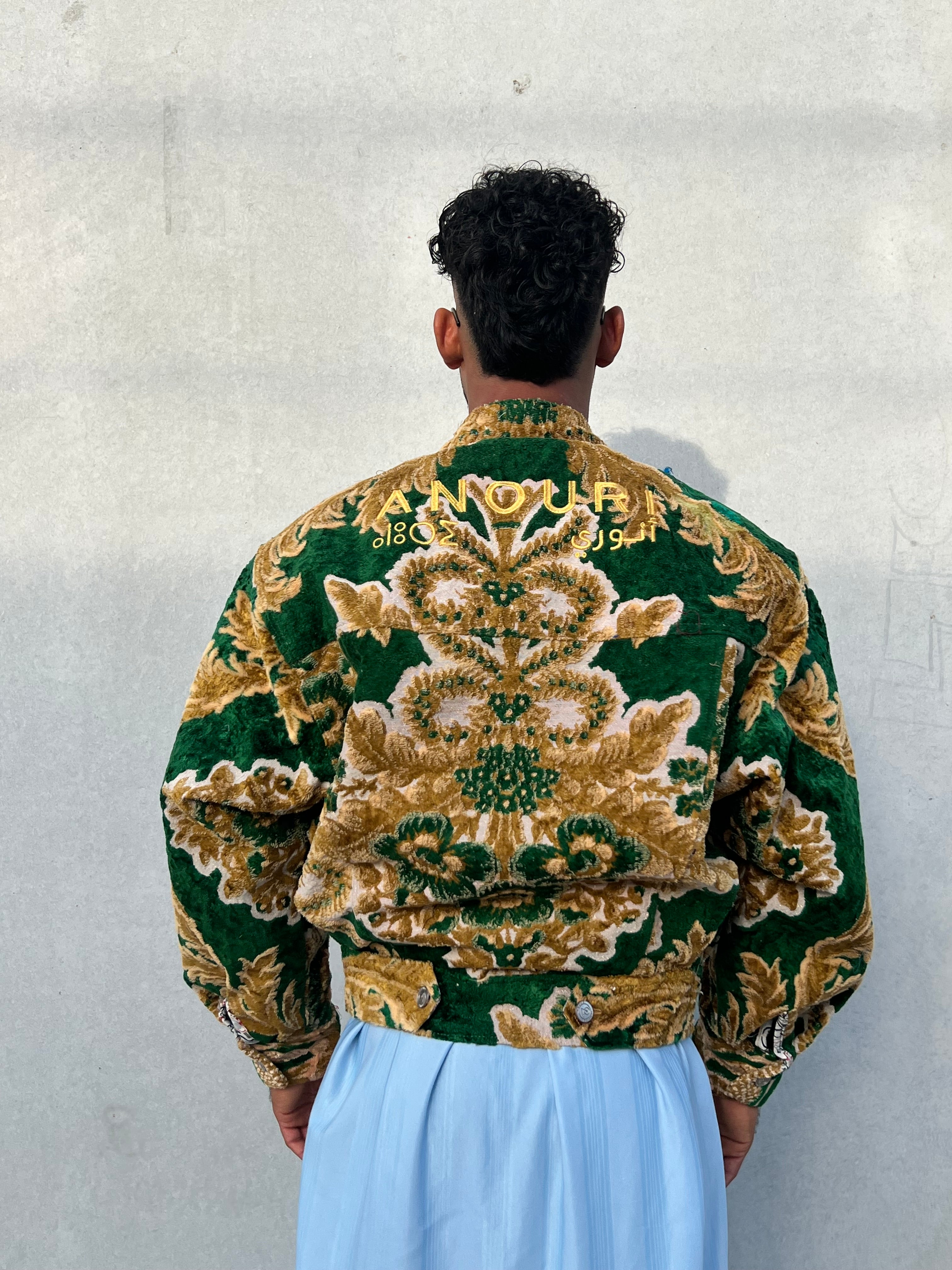 Moroccan hand made with unique yellow and green color,  carpet Jacket UNISEX